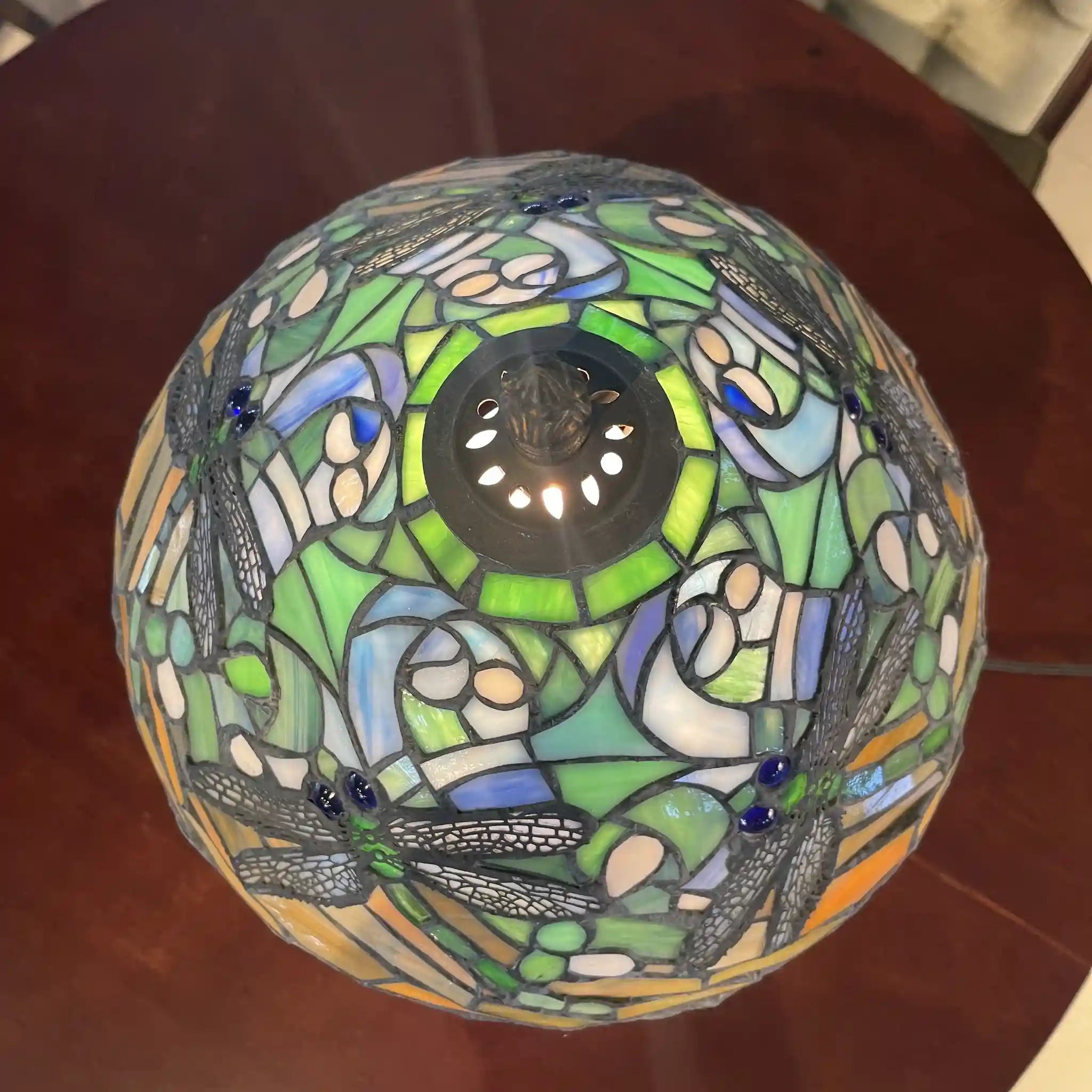 Vintage Table Lamp / 1990s (Estimated) / Glass / Japan / Dragonfly Motif