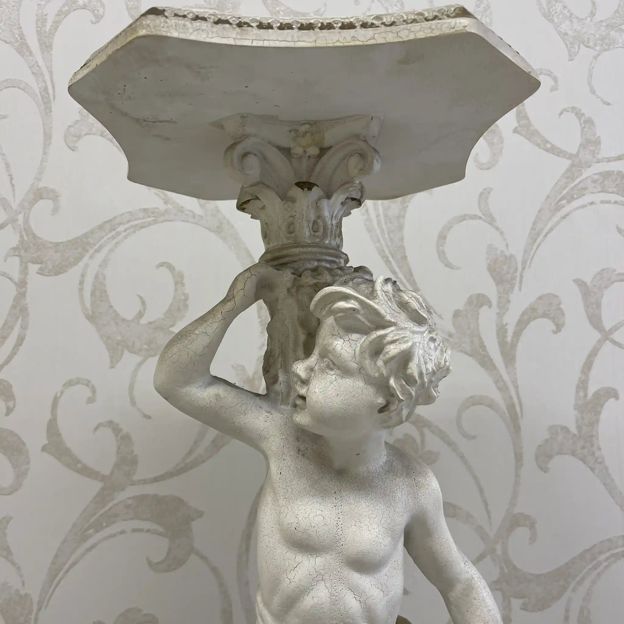 [Vintage] Flower stand / Neo-classical / 20th century / Polystone / Europe / Antique finish, high-definition relief