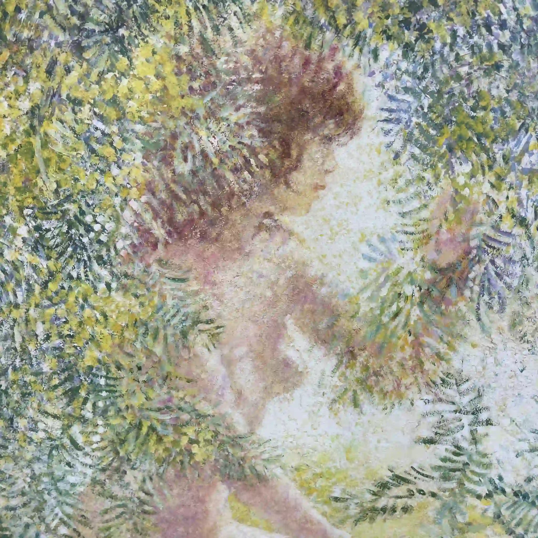 【复古】油画/ Louis Fabien / A l'ombre des mimosas / 20世纪/画布/法国/印象派，米莫莎
