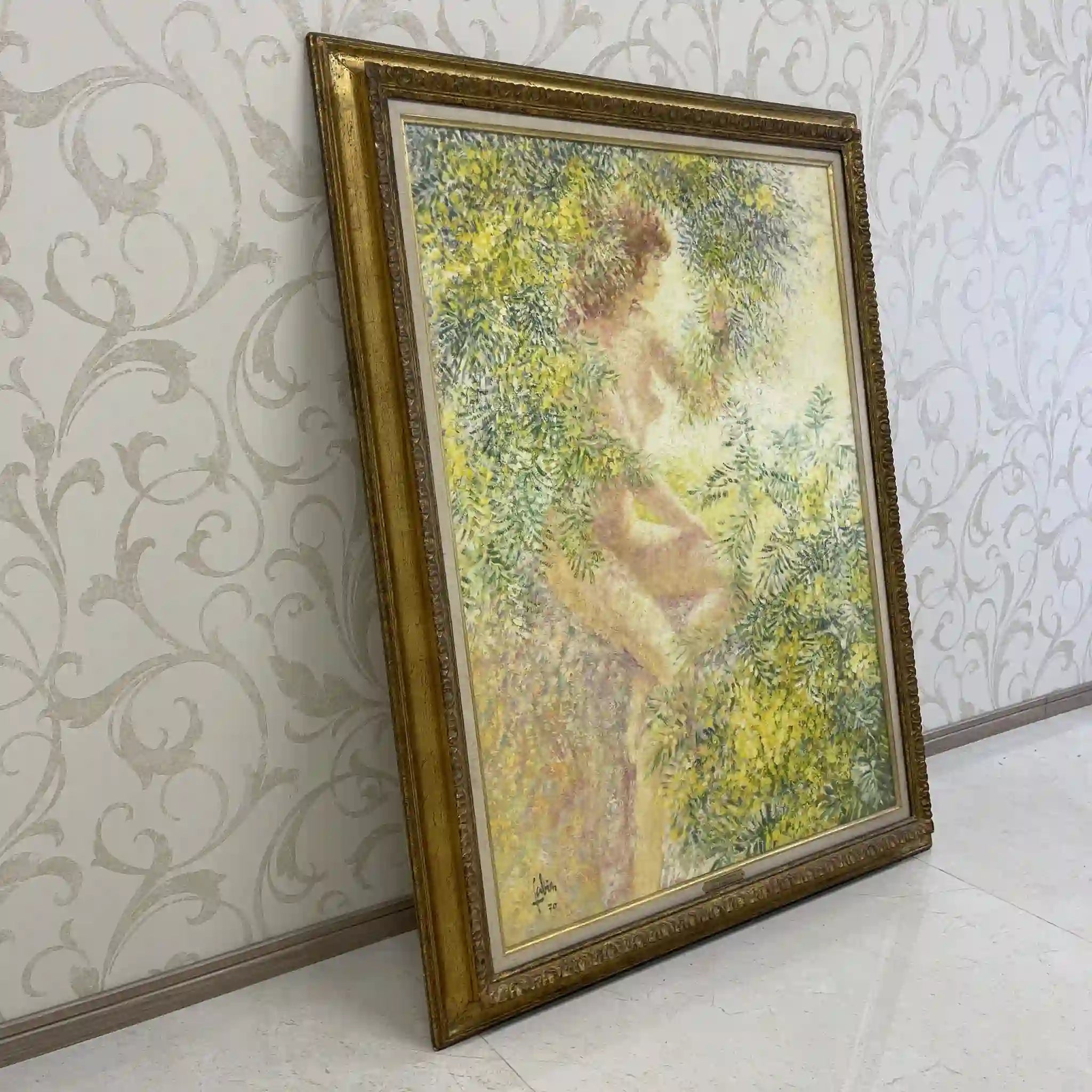 【复古】油画/ Louis Fabien / A l'ombre des mimosas / 20世纪/画布/法国/印象派，米莫莎
