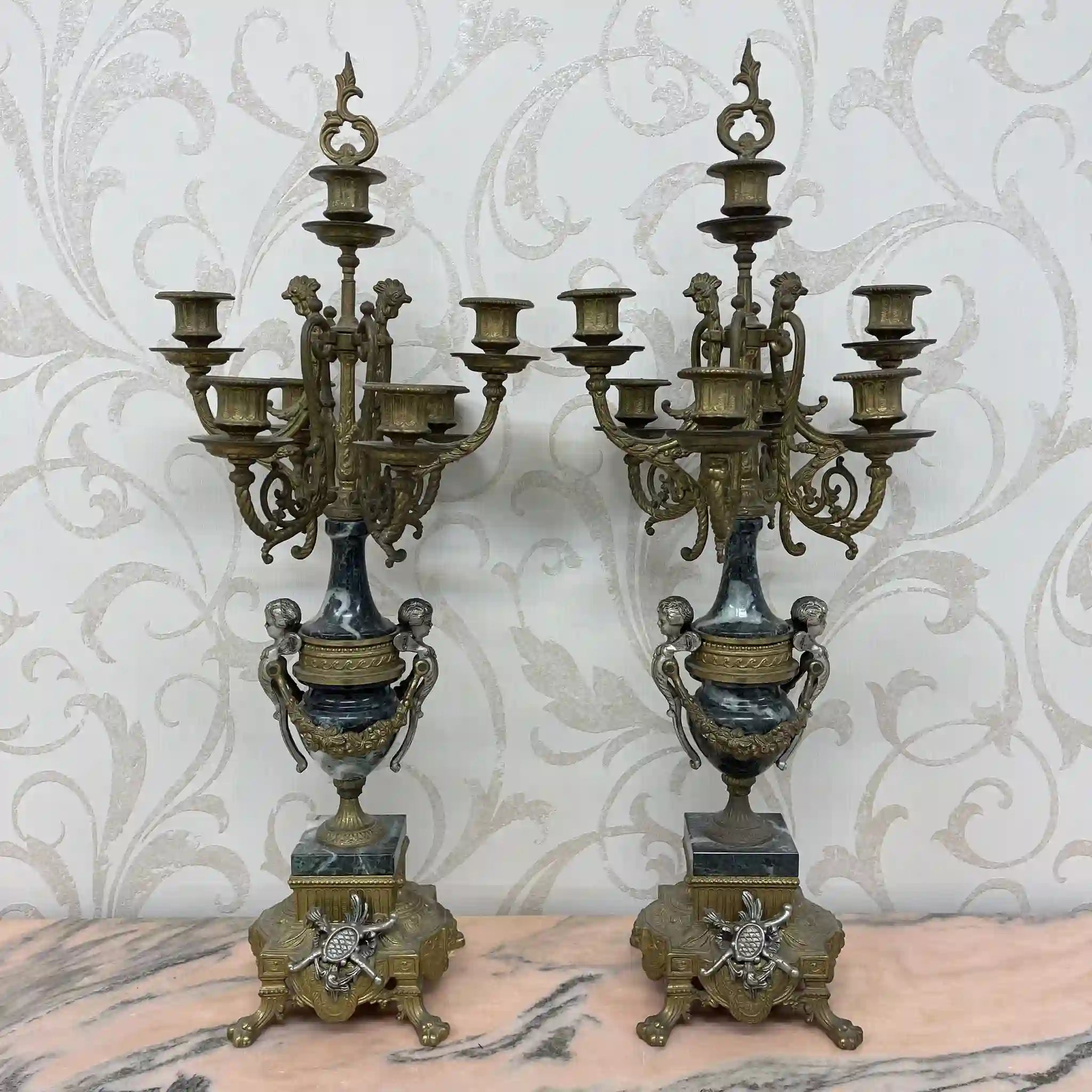 【リユース】 燭台 / Imperial / BREAVENTO,M7087-B77 / 真鍮 / バロック様式,ライオンフィート,バイカラーフィニッシュ