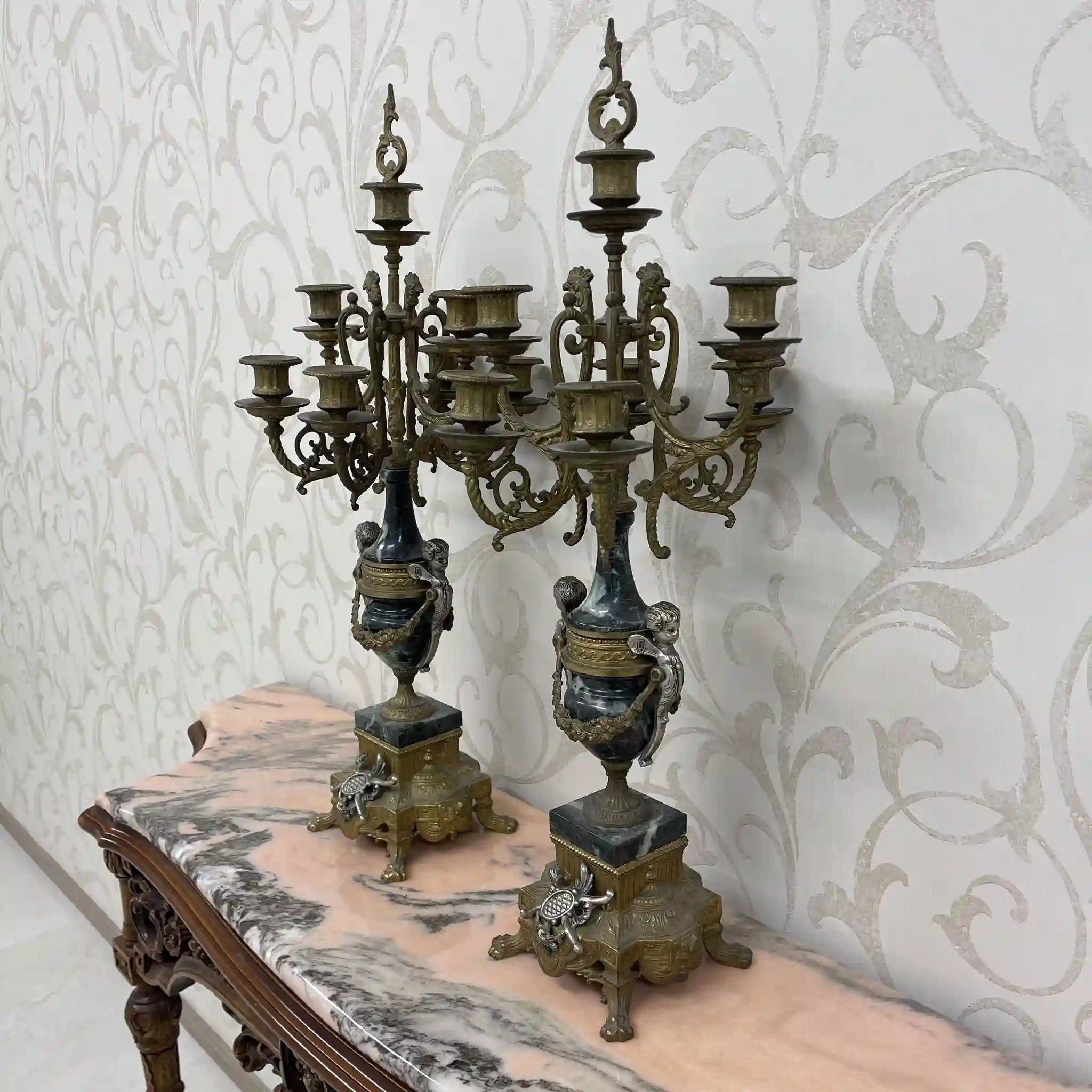 【リユース】 燭台 / Imperial / BREAVENTO,M7087-B77 / 真鍮 / バロック様式,ライオンフィート,バイカラーフィニッシュ