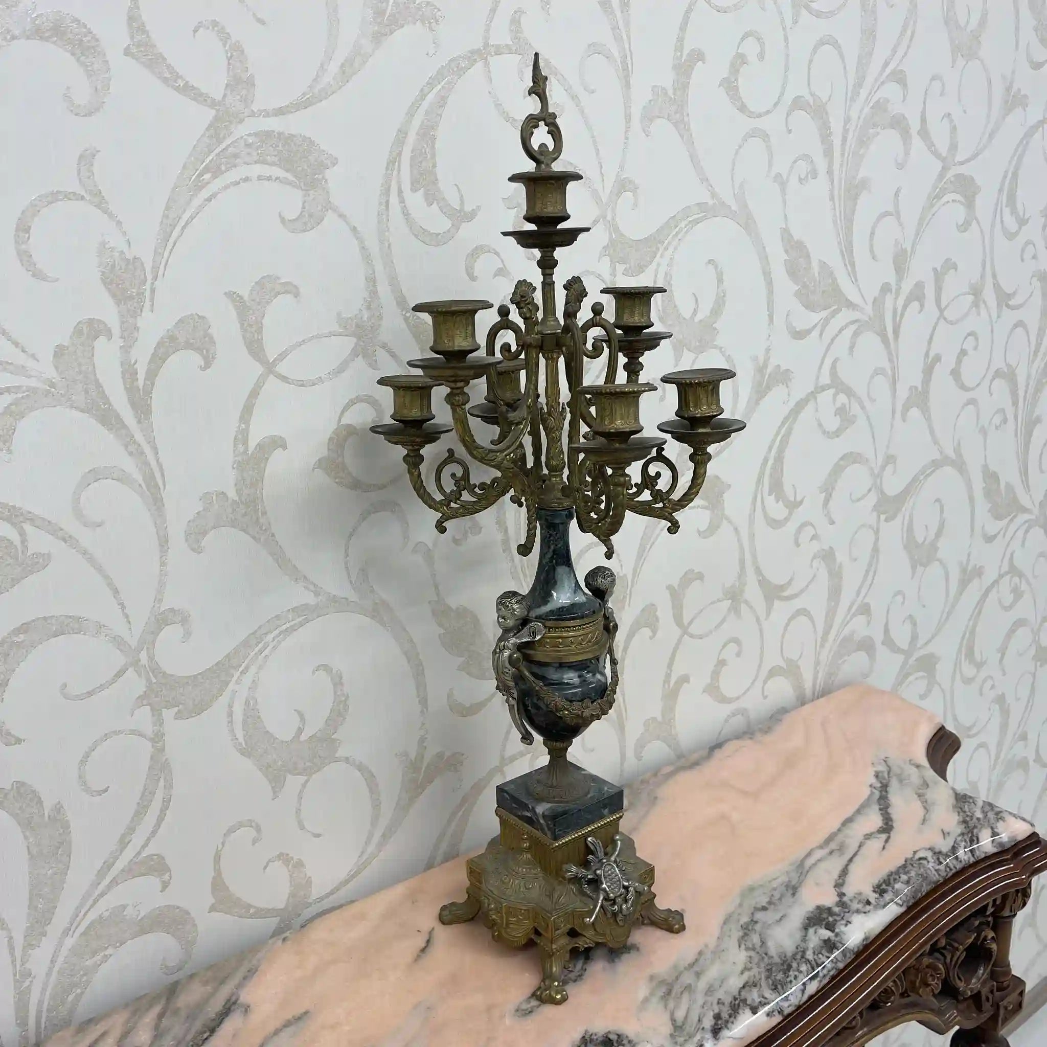 【リユース】 燭台 / Imperial / BREAVENTO,M7087-B77 / 真鍮 / バロック様式,ライオンフィート,バイカラーフィニッシュ