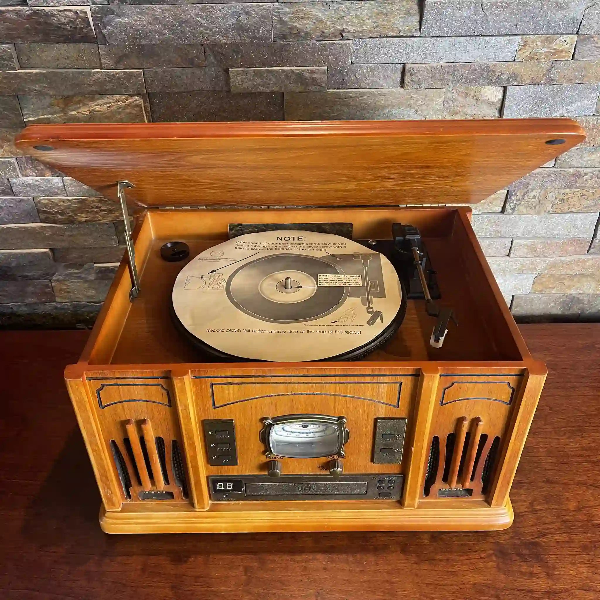[Reused] All-in-one wooden stereo system / Czech / Records, CDs, Cassettes, Radio
