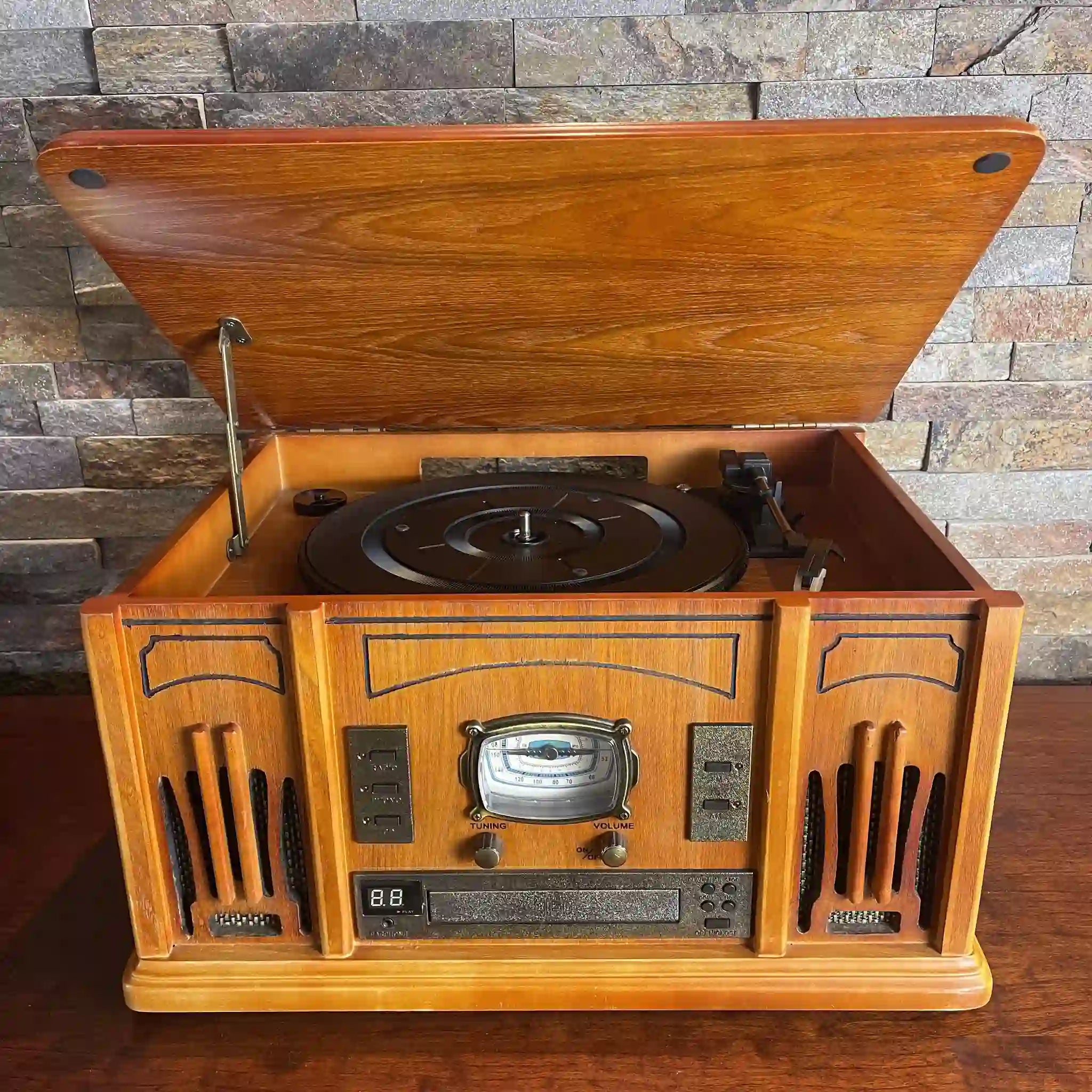 [Reused] All-in-one wooden stereo system / Czech / Records, CDs, Cassettes, Radio
