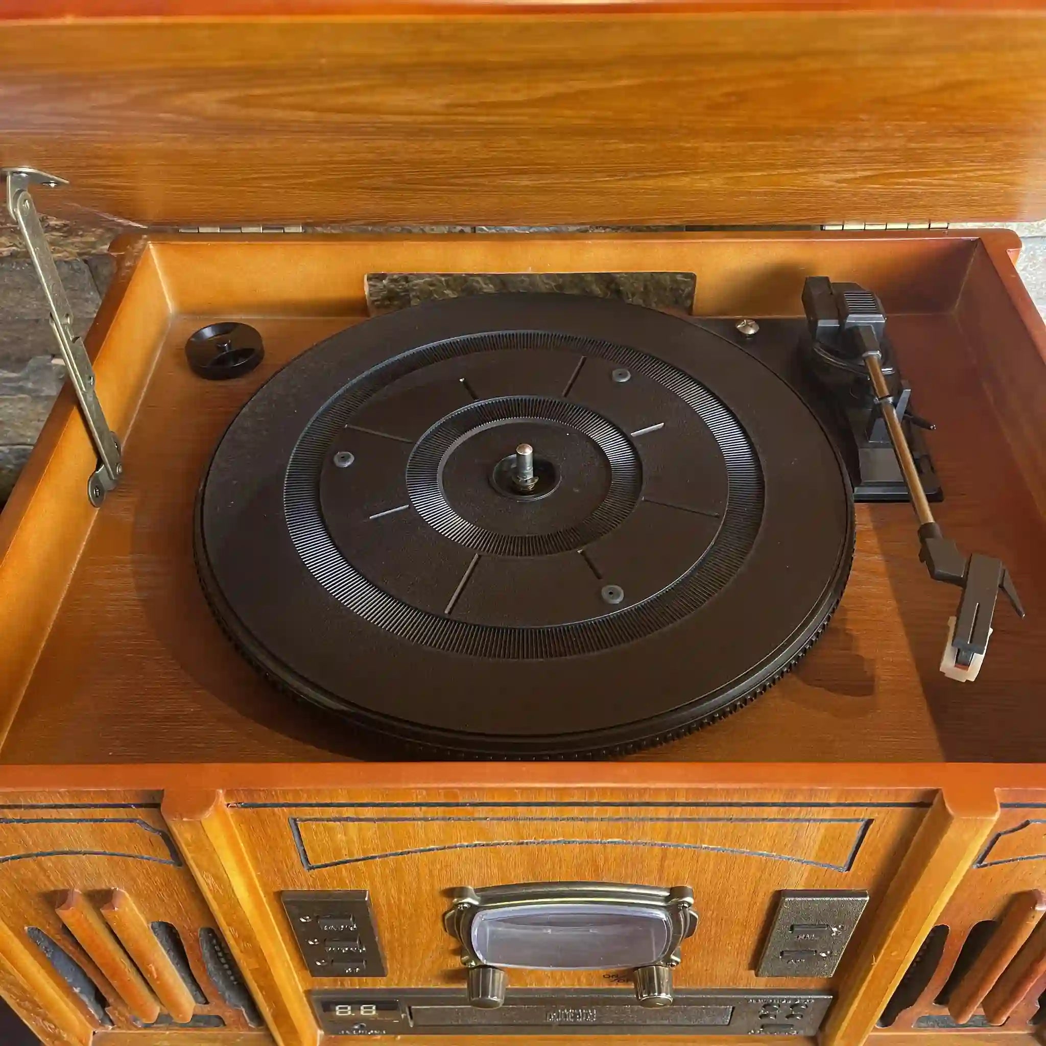 [Reused] All-in-one wooden stereo system / Czech / Records, CDs, Cassettes, Radio
