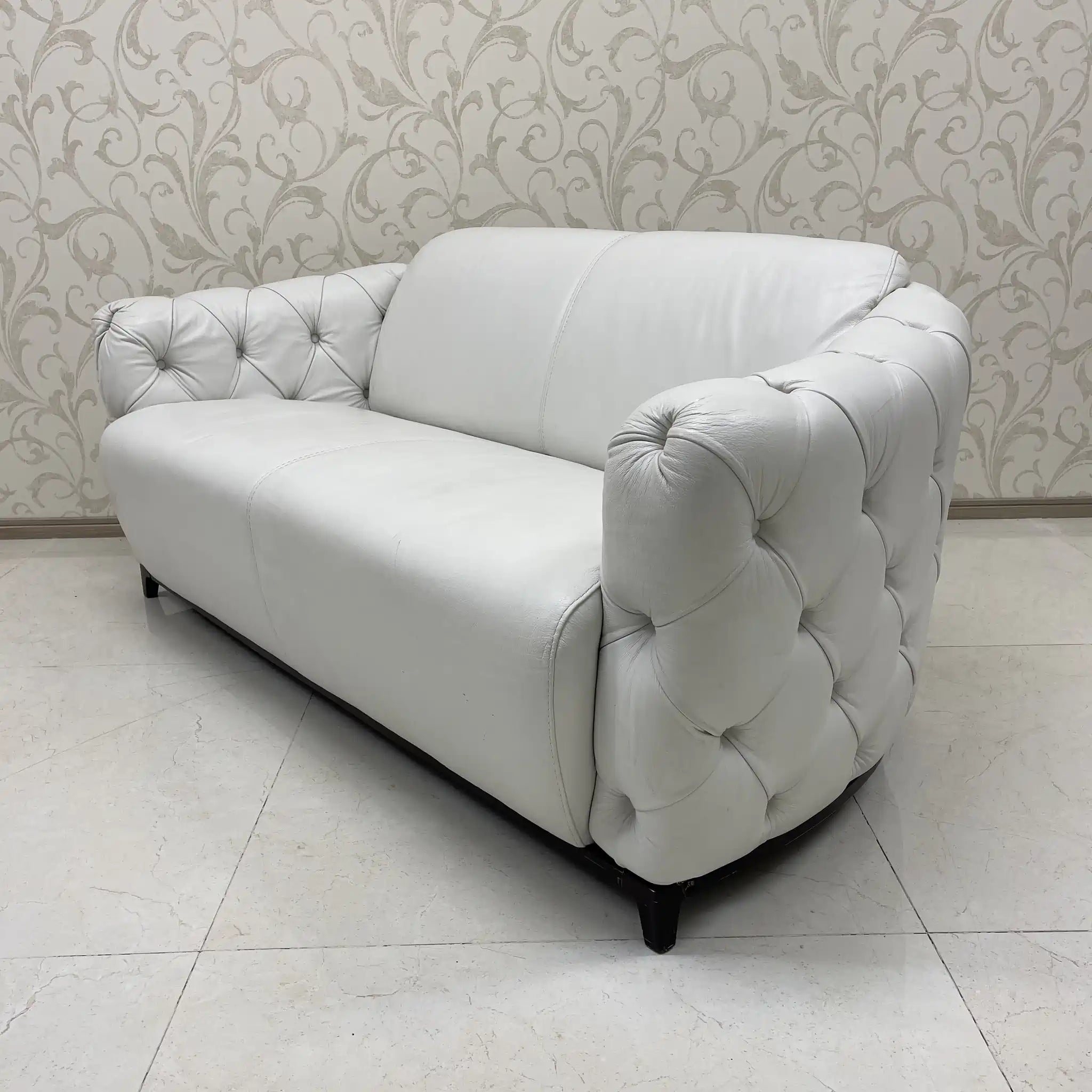 [Vintage] Sofa 2P / CALIA ITALIA / After 1965 / Genuine leather / Italy / Curved silhouette, Italian full leather