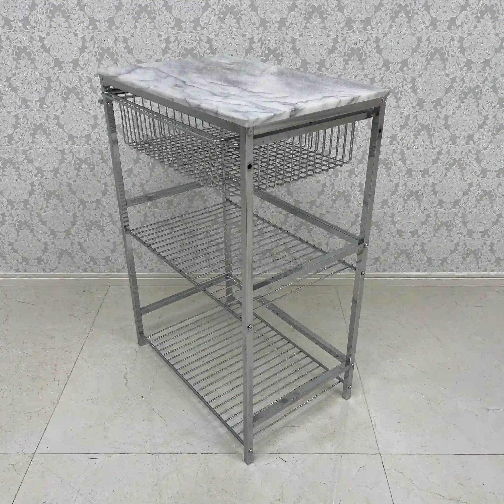 [Reuse] Kitchen Wagon / ASPLUND / Marble Top Trolley L / 2000s / Marble / Marble Top Kitchen Wagon Bathroom Rack