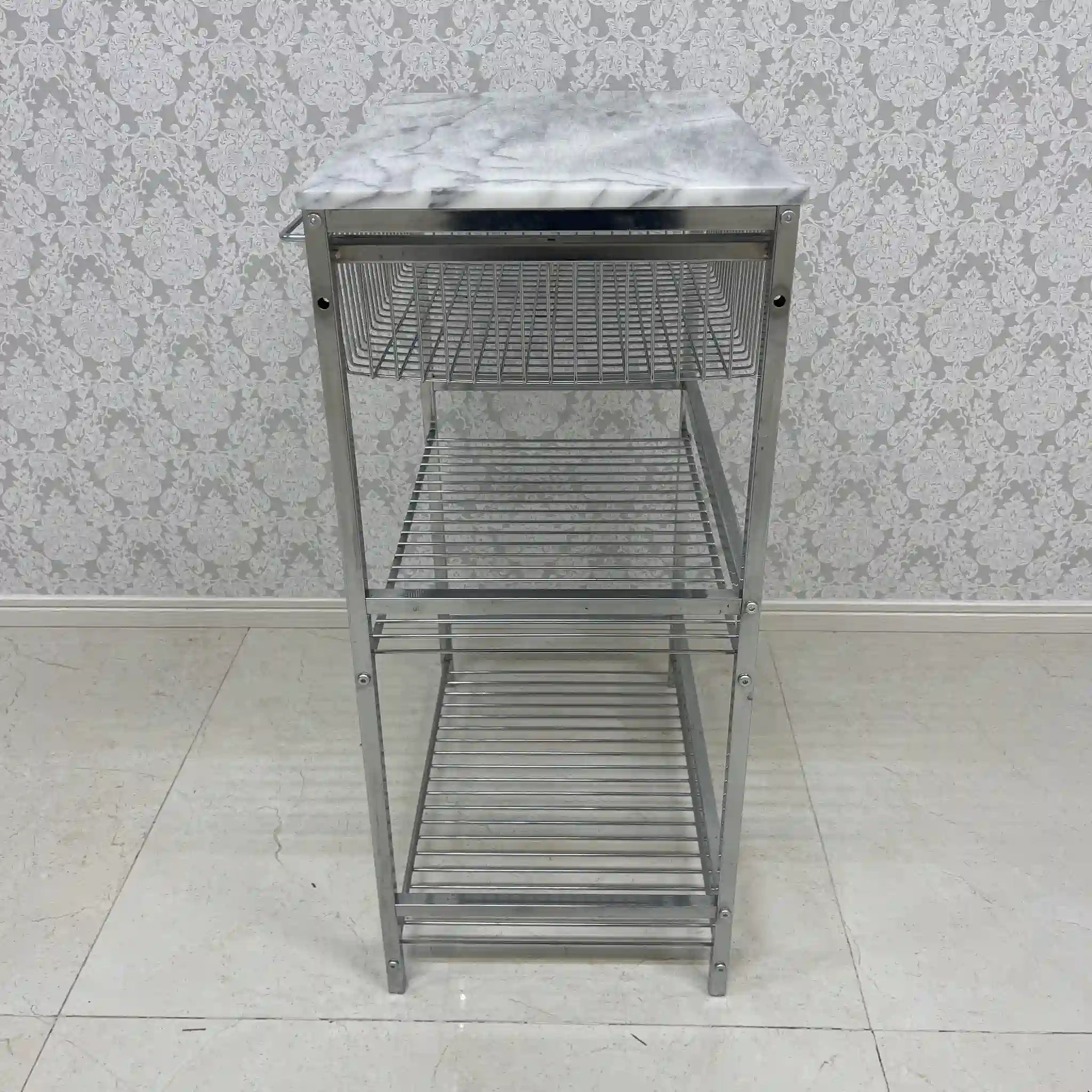 [Reuse] Kitchen Wagon / ASPLUND / Marble Top Trolley L / 2000s / Marble / Marble Top Kitchen Wagon Bathroom Rack