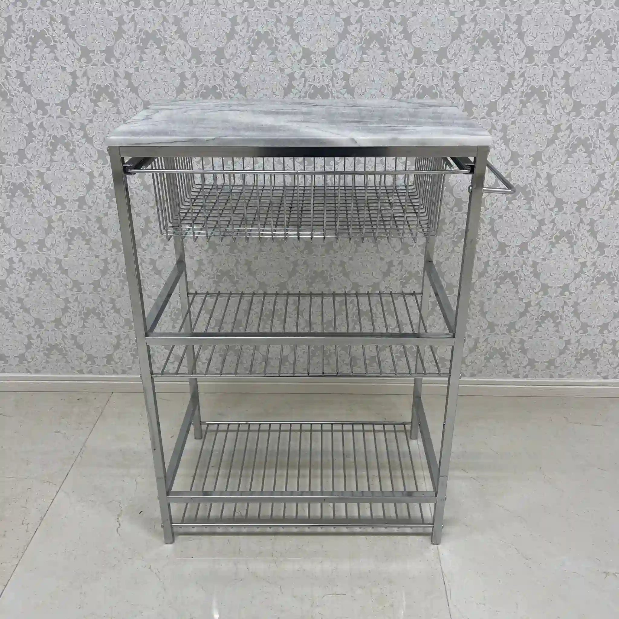 [Reuse] Kitchen Wagon / ASPLUND / Marble Top Trolley L / 2000s / Marble / Marble Top Kitchen Wagon Bathroom Rack