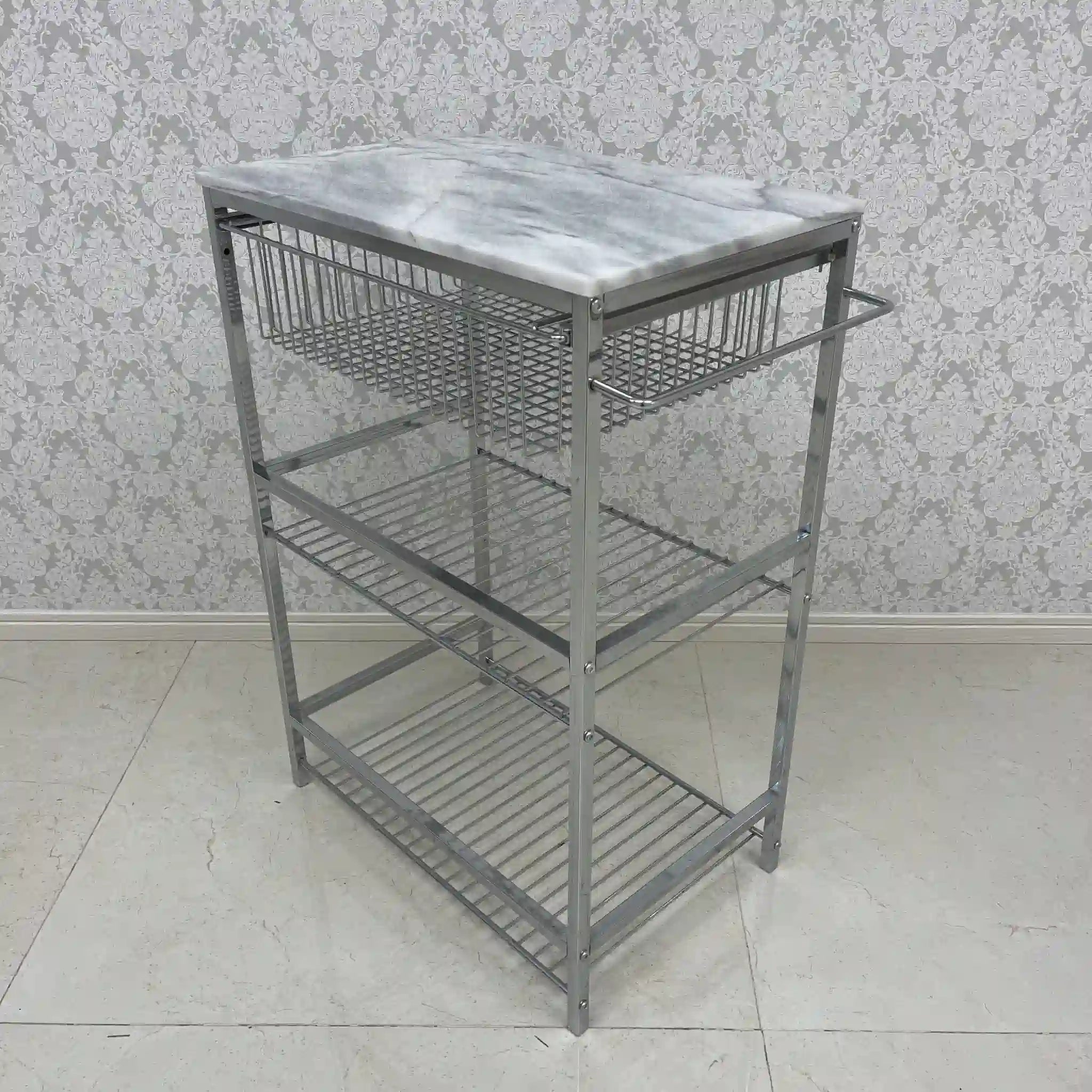 [Reuse] Kitchen Wagon / ASPLUND / Marble Top Trolley L / 2000s / Marble / Marble Top Kitchen Wagon Bathroom Rack