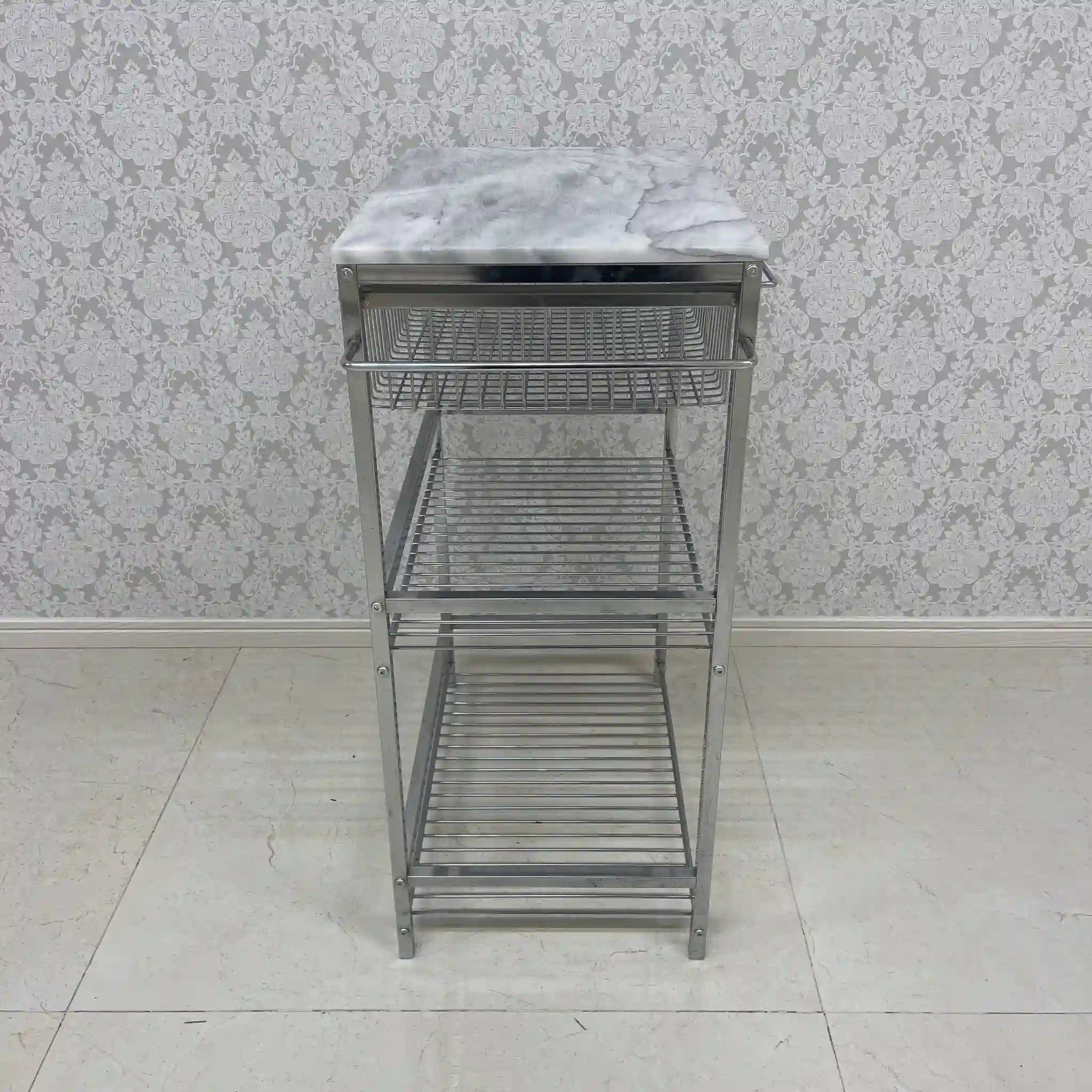 [Reuse] Kitchen Wagon / ASPLUND / Marble Top Trolley L / 2000s / Marble / Marble Top Kitchen Wagon Bathroom Rack