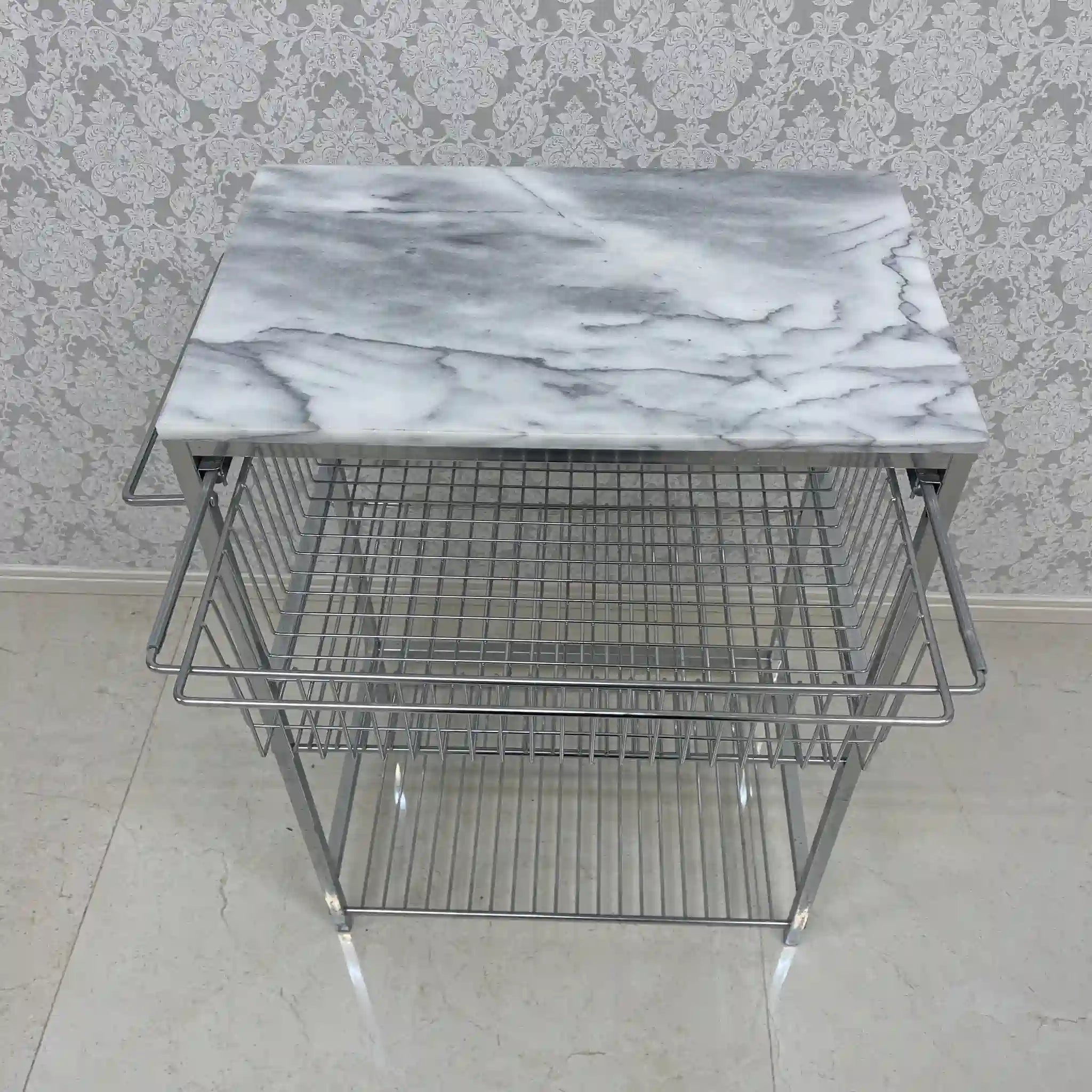 [Reuse] Kitchen Wagon / ASPLUND / Marble Top Trolley L / 2000s / Marble / Marble Top Kitchen Wagon Bathroom Rack