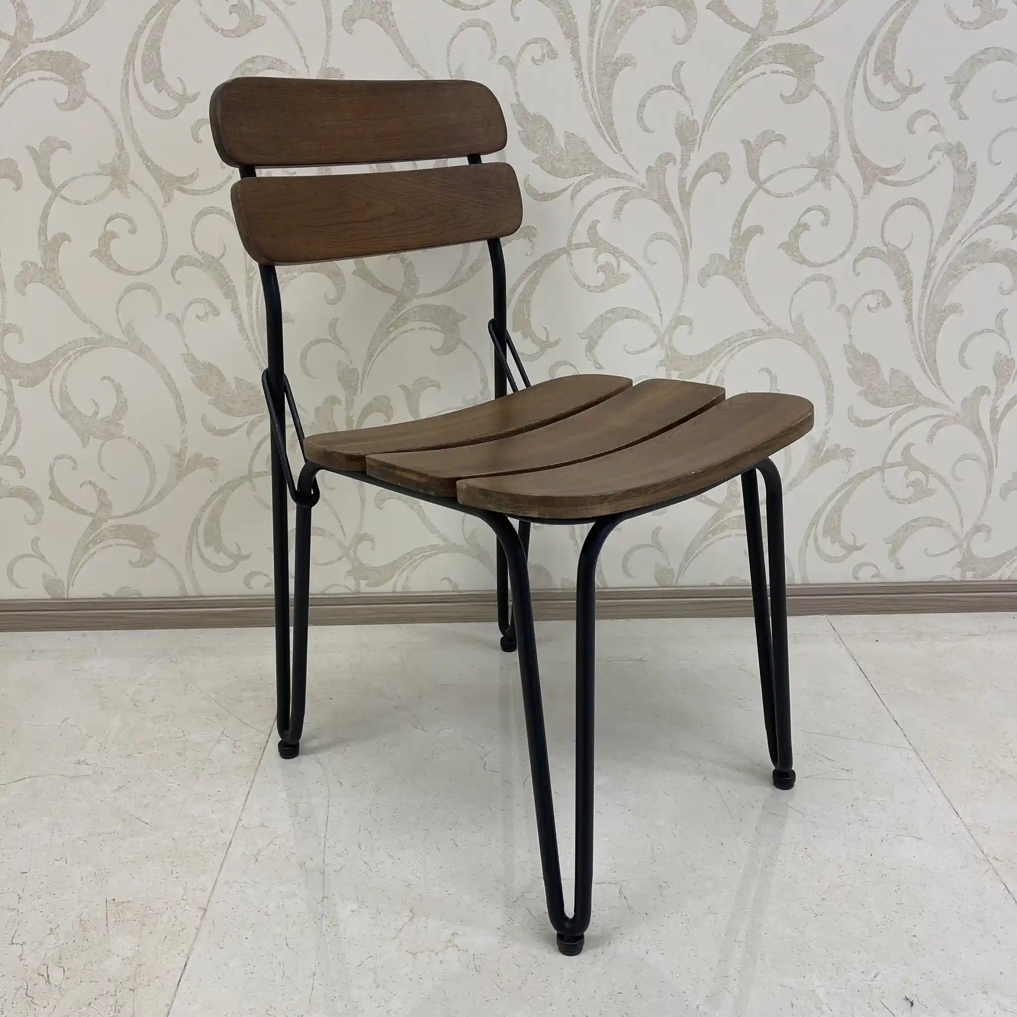 【リユース】 ヴィンテージ風ダイニングセット / 家具の大丸 / Sady 800 Table / Chain Chair / 2000年代 / アイアン楡材(ニレ) / インダストリアルデザイン