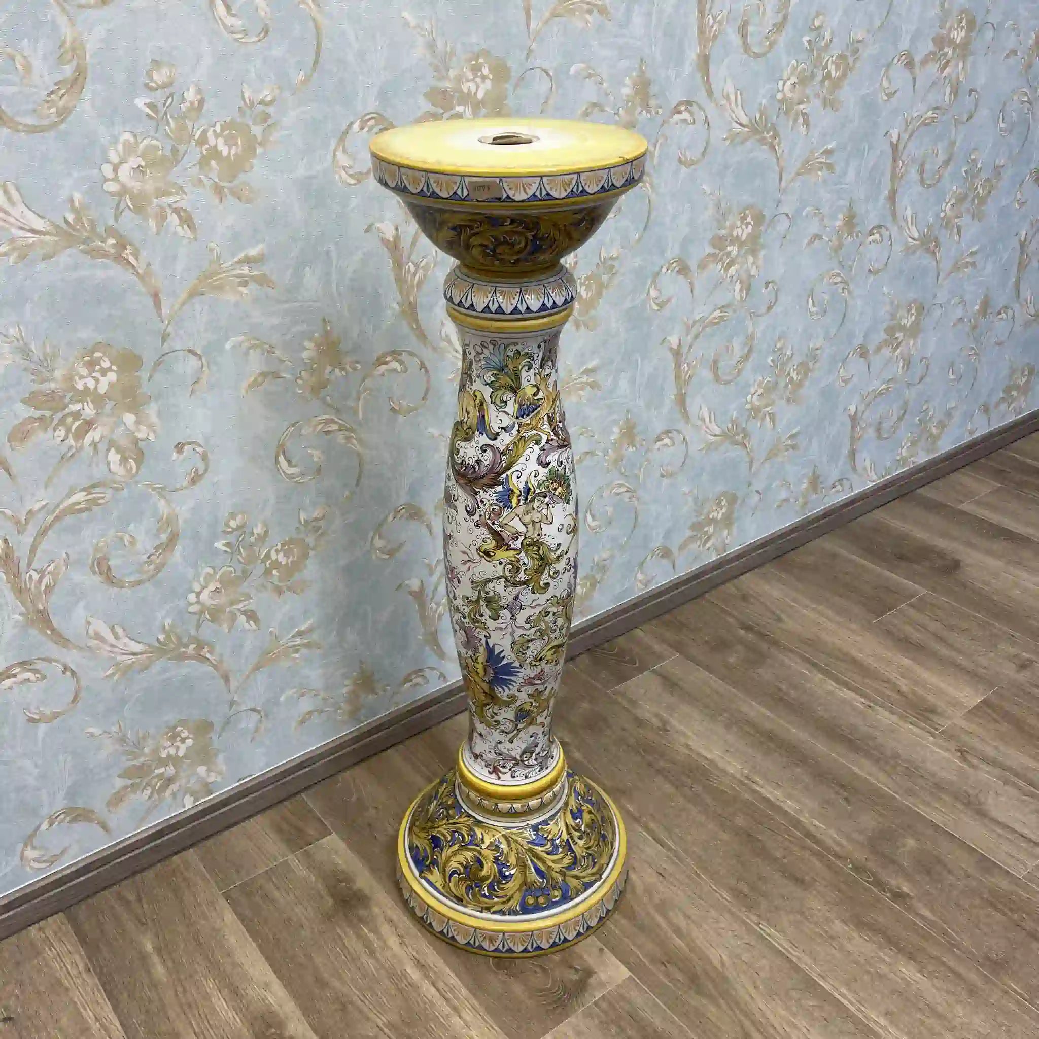 [Vintage] Flower stand / Mallorca ware / Italy / Hand painted, overglaze