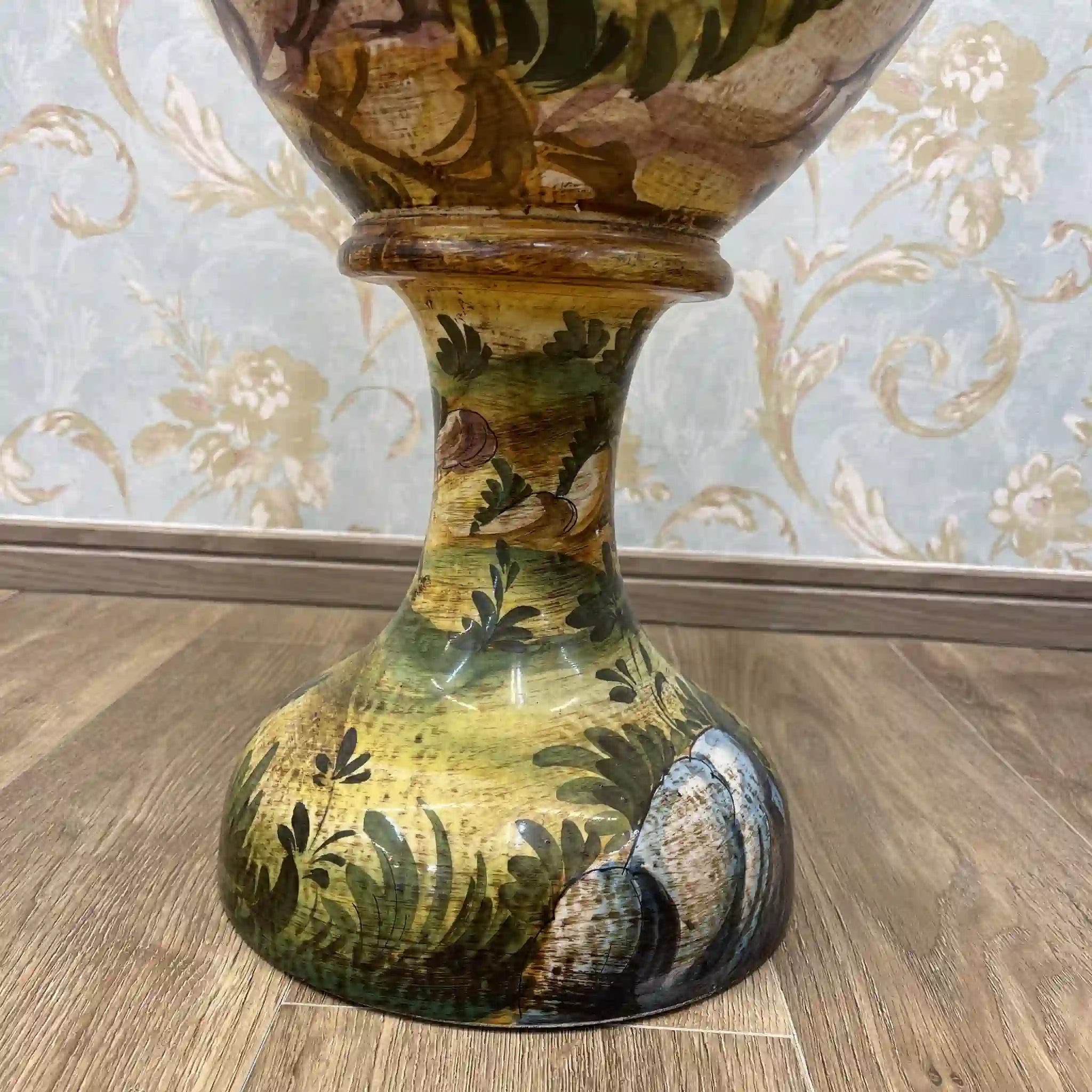 【ビンテージ】 花瓶 / マヨルカ焼き / 錫釉彩色,ハンドペイント,