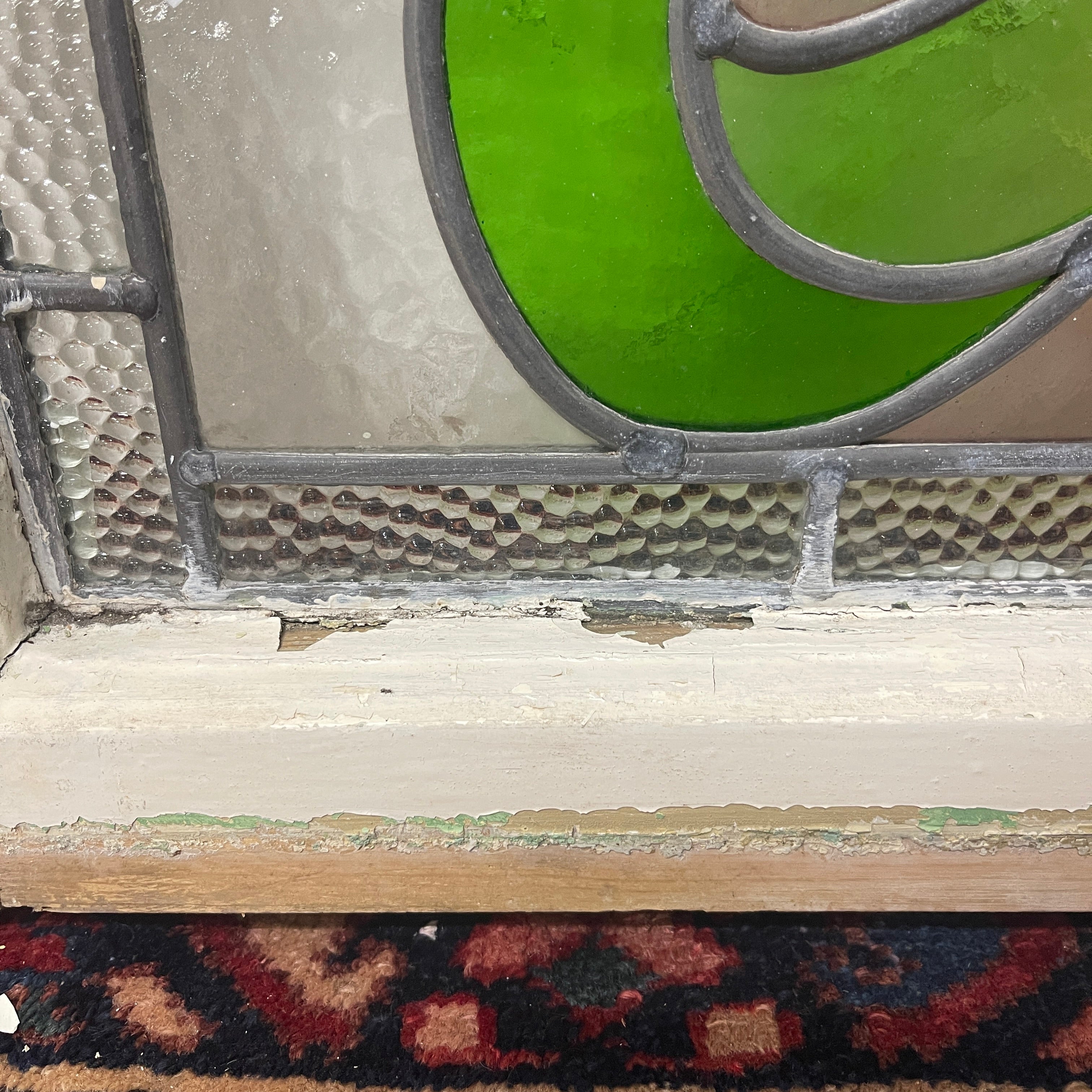 【アンティーク】 ステンドグラス / アール・ヌーヴォー / 20世紀初頭 (推定) / ガラス / イギリス / テクスチャード・ガラス, 植物モチーフ