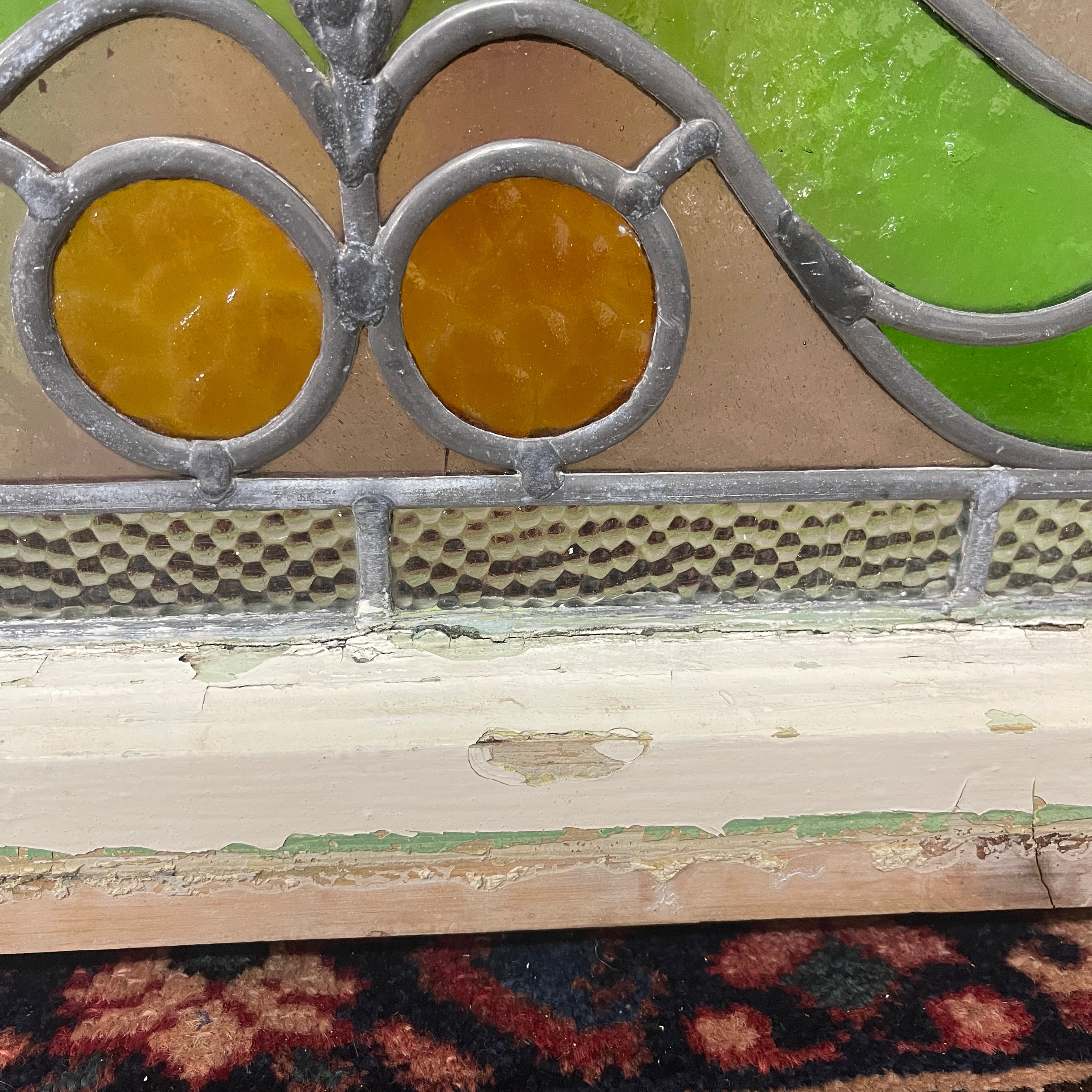 【アンティーク】 ステンドグラス / アール・ヌーヴォー / 20世紀初頭 (推定) / ガラス / イギリス / テクスチャード・ガラス, 植物モチーフ