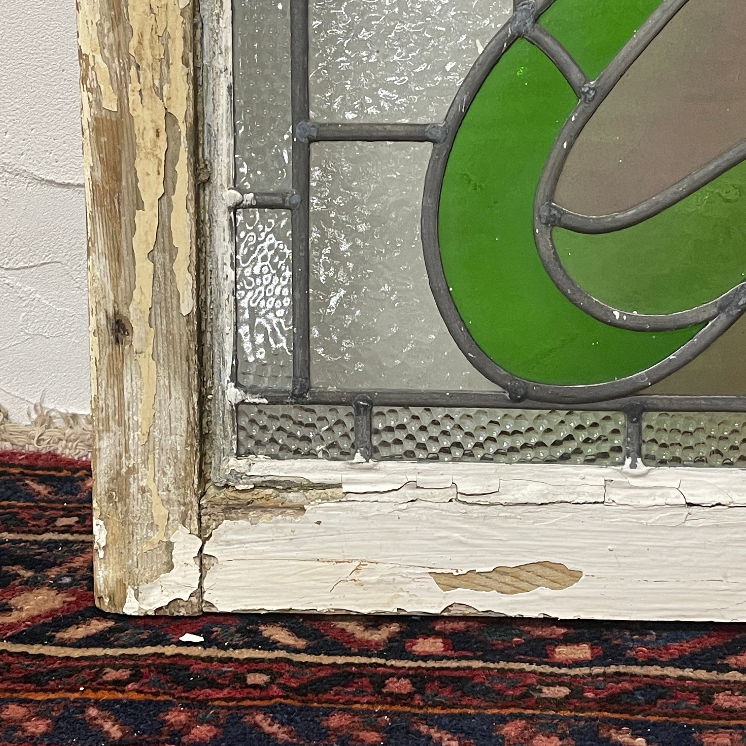 【アンティーク】 ステンドグラス / アール・ヌーヴォー / 20世紀初頭 (推定) / ガラス / イギリス / テクスチャード・ガラス, 植物モチーフ