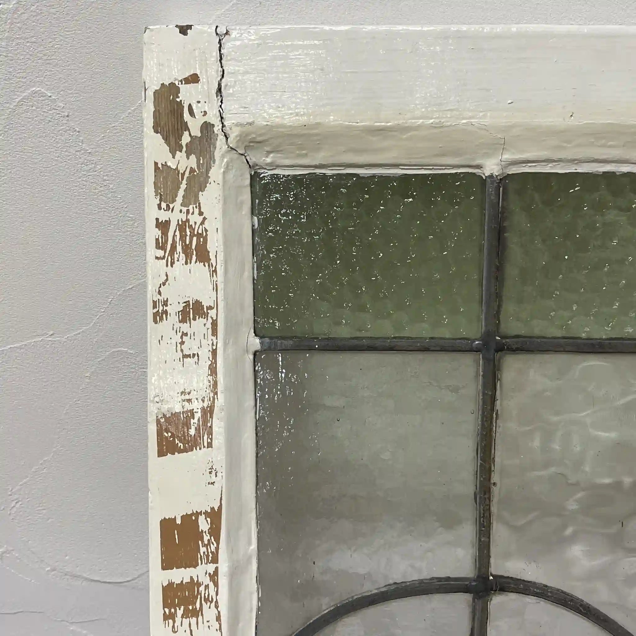 【アンティーク】 ステンドグラス / アール・ヌーヴォー / 20世紀初頭 (推定) / ガラス / イギリス / テクスチャード・ガラス, 植物モチーフ, ステイ付