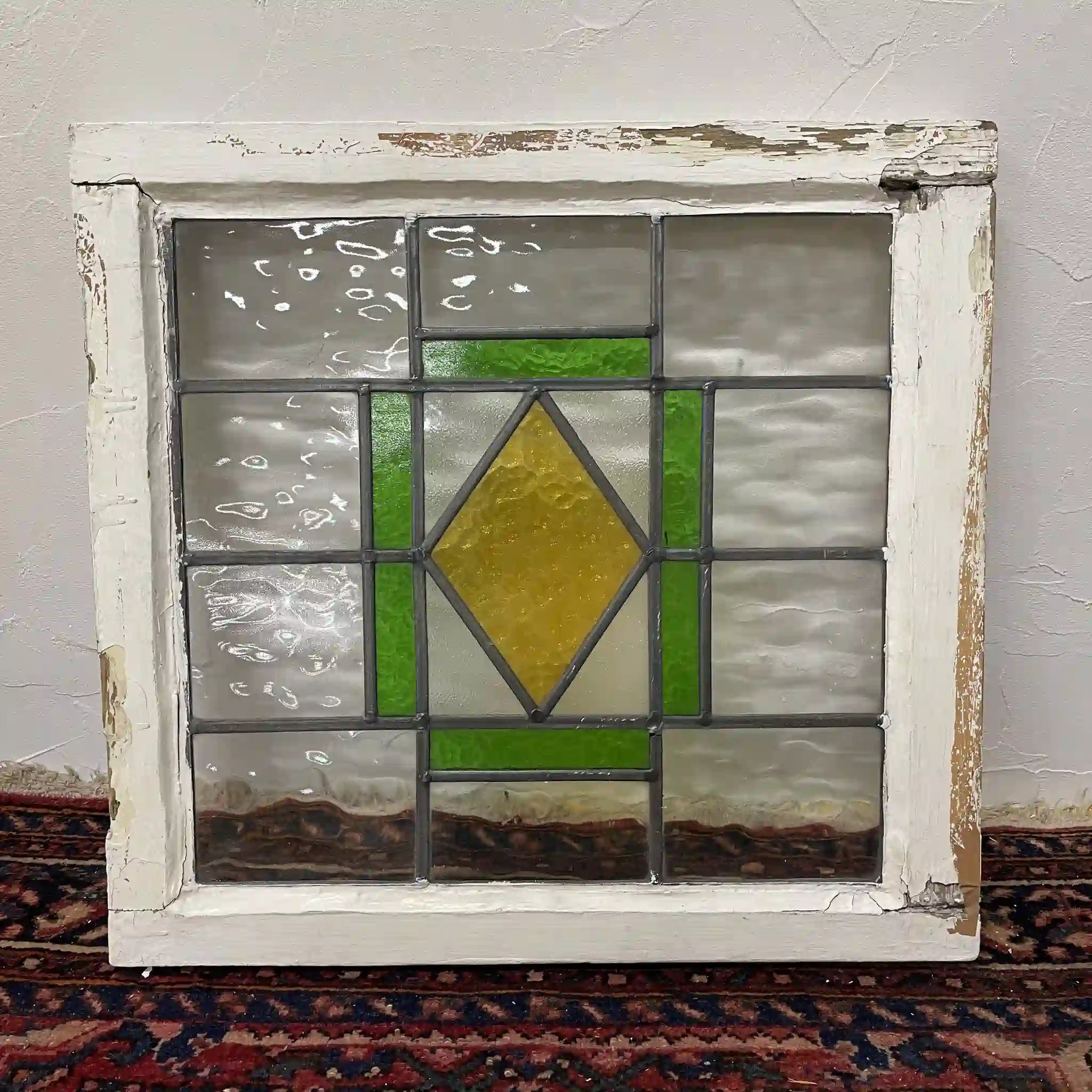 【アンティーク】 ステンドグラス / アール・デコ / 20世紀初頭 (推定) / ガラス / イギリス / テクスチャード・ガラス, 幾何学的デザイン
