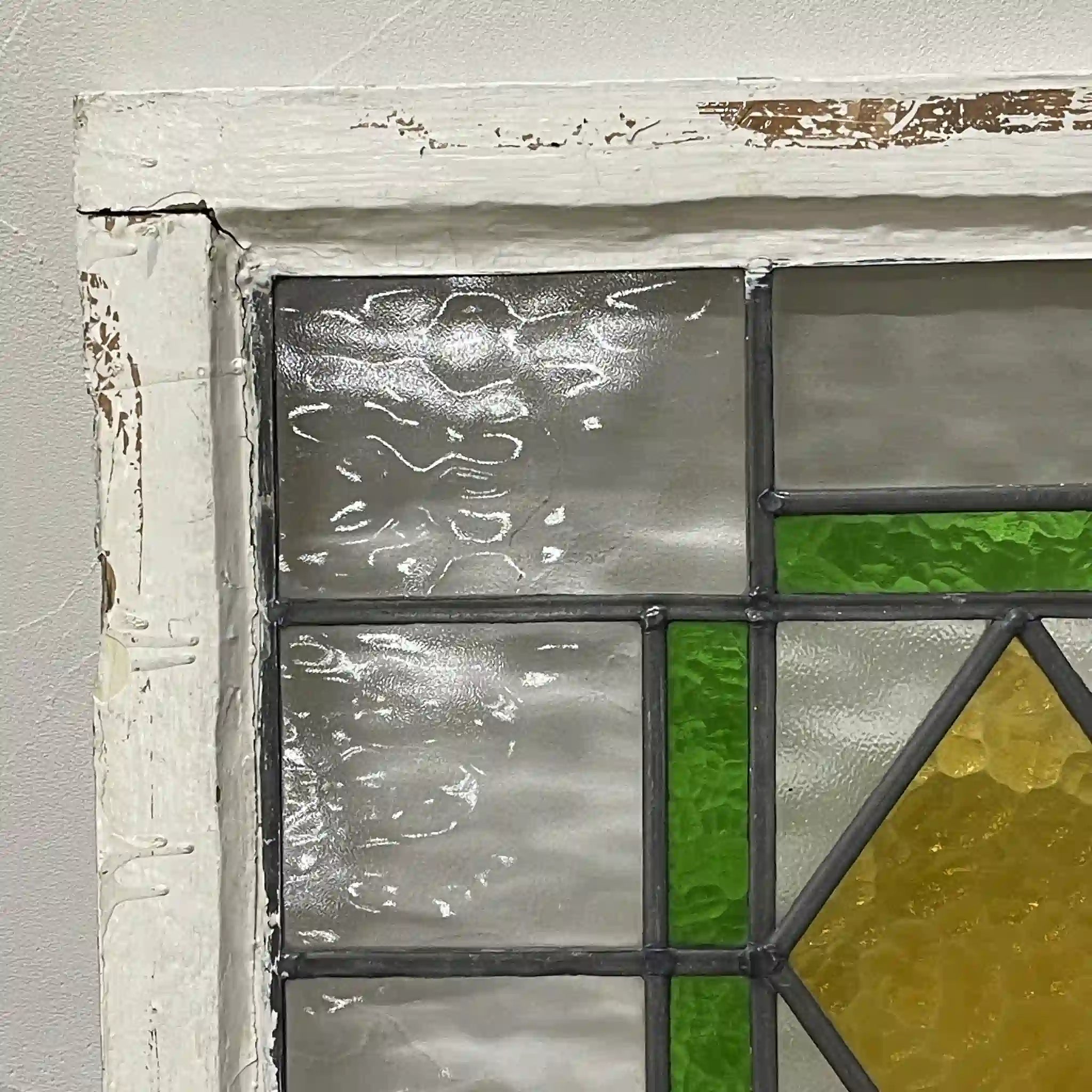 【アンティーク】 ステンドグラス / アール・デコ / 20世紀初頭 (推定) / ガラス / イギリス / テクスチャード・ガラス, 幾何学的デザイン