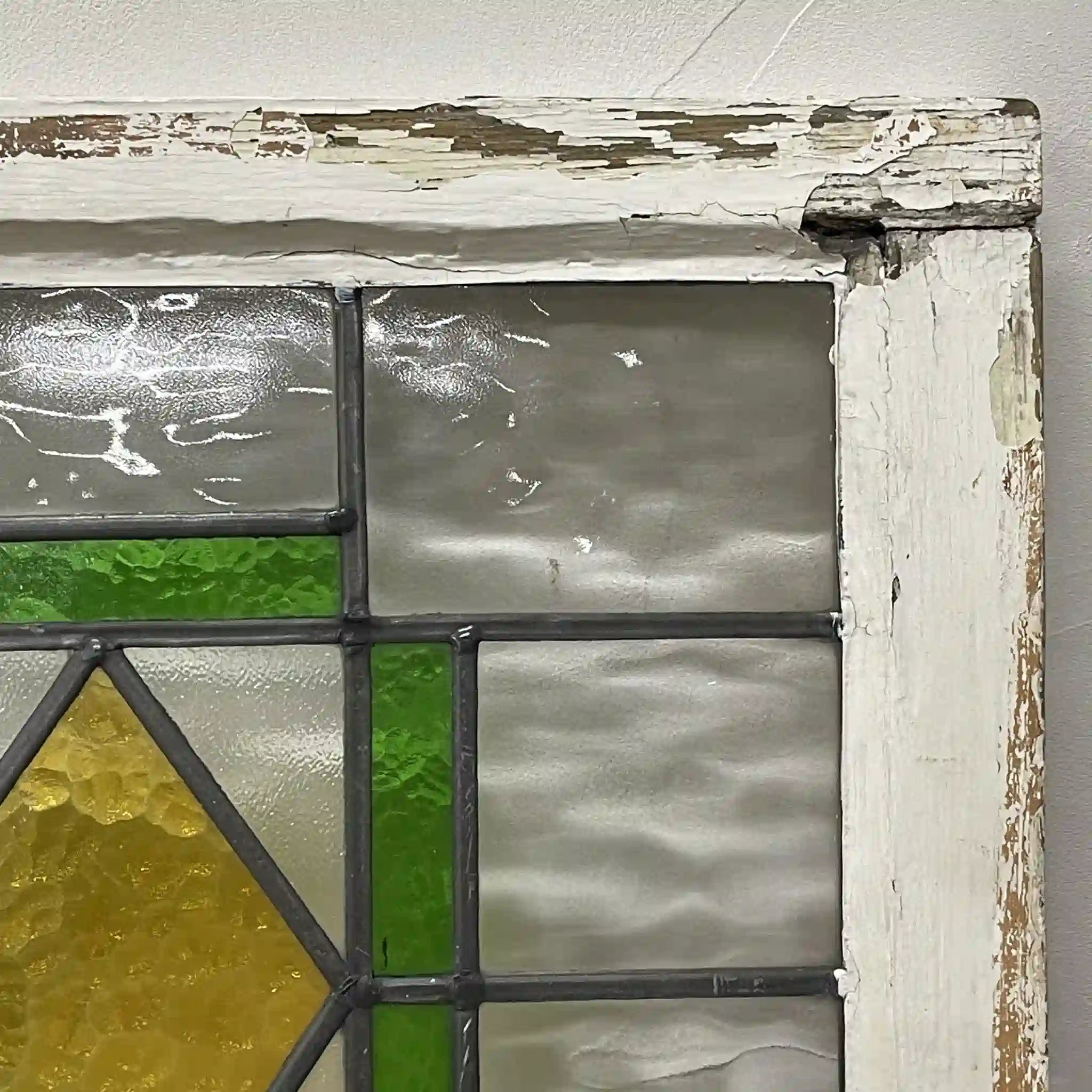 【アンティーク】 ステンドグラス / アール・デコ / 20世紀初頭 (推定) / ガラス / イギリス / テクスチャード・ガラス, 幾何学的デザイン