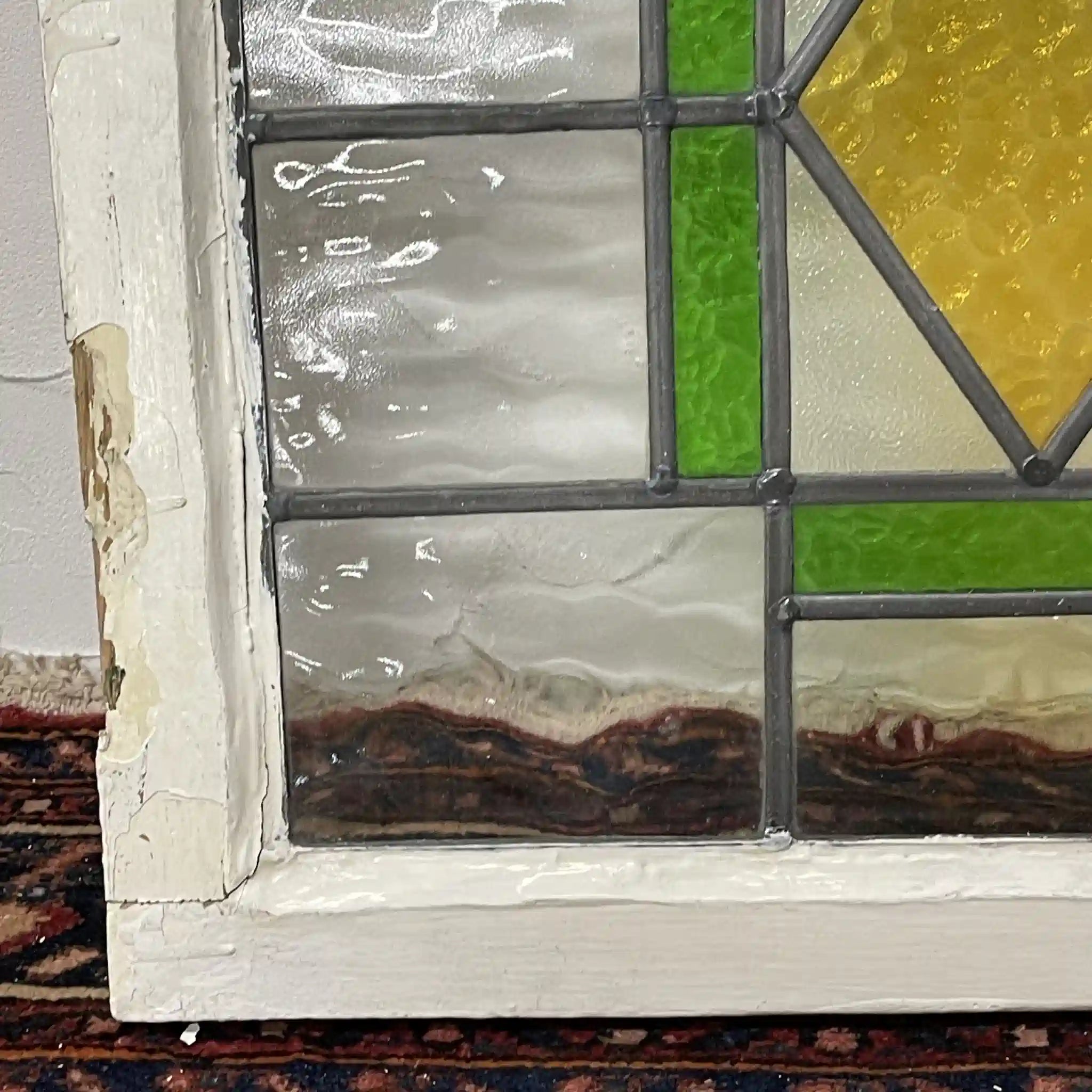【アンティーク】 ステンドグラス / アール・デコ / 20世紀初頭 (推定) / ガラス / イギリス / テクスチャード・ガラス, 幾何学的デザイン
