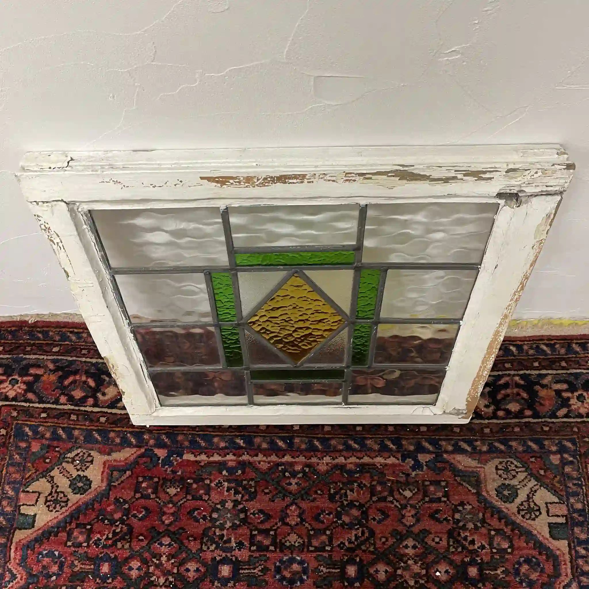 【アンティーク】 ステンドグラス / アール・デコ / 20世紀初頭 (推定) / ガラス / イギリス / テクスチャード・ガラス, 幾何学的デザイン
