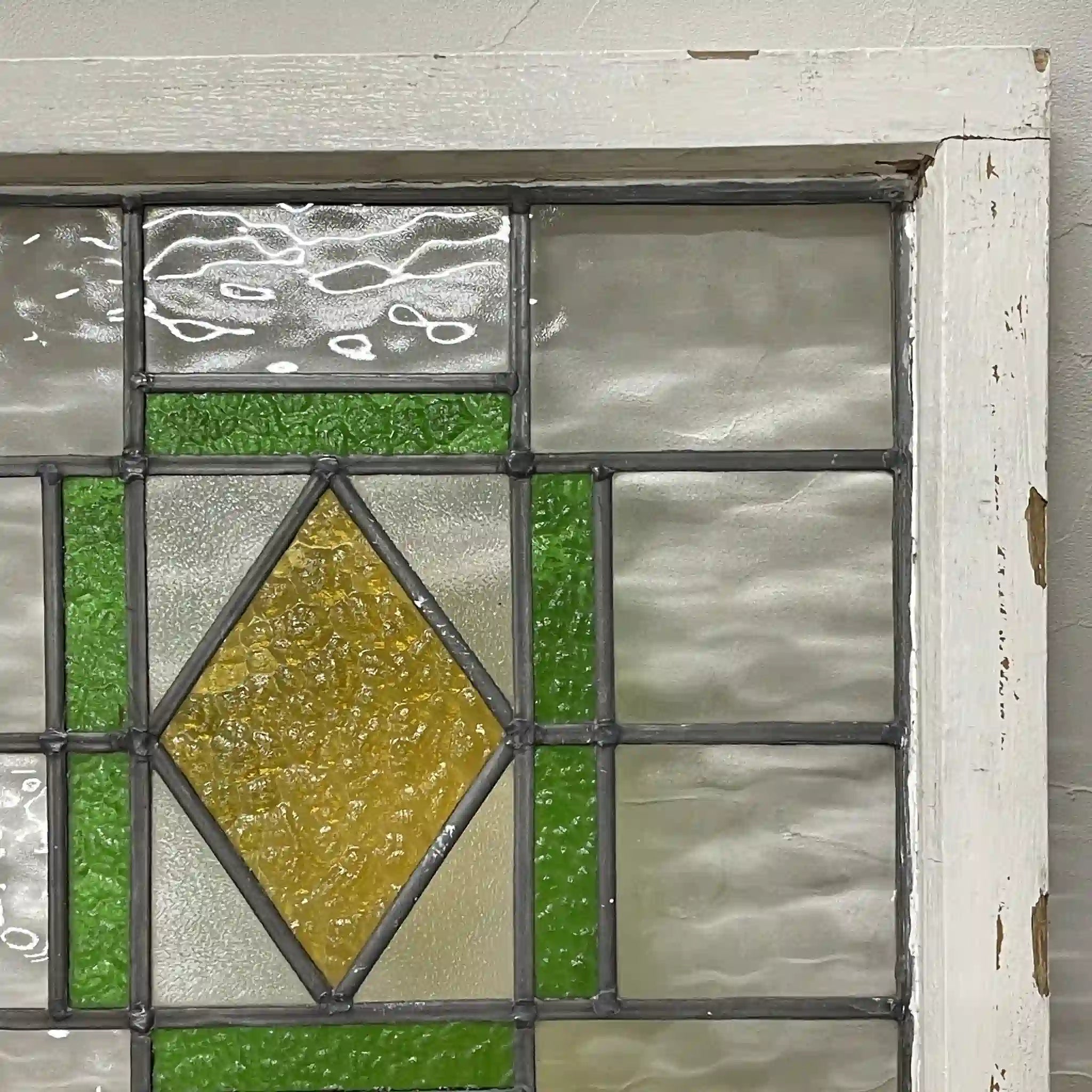 【アンティーク】 ステンドグラス / アール・デコ / 20世紀初頭 (推定) / ガラス / イギリス / テクスチャード・ガラス, 幾何学的デザイン
