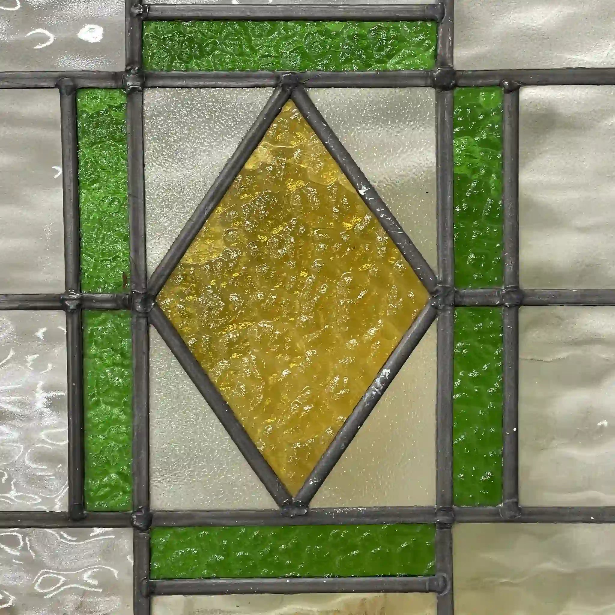【アンティーク】 ステンドグラス / アール・デコ / 20世紀初頭 (推定) / ガラス / イギリス / テクスチャード・ガラス, 幾何学的デザイン