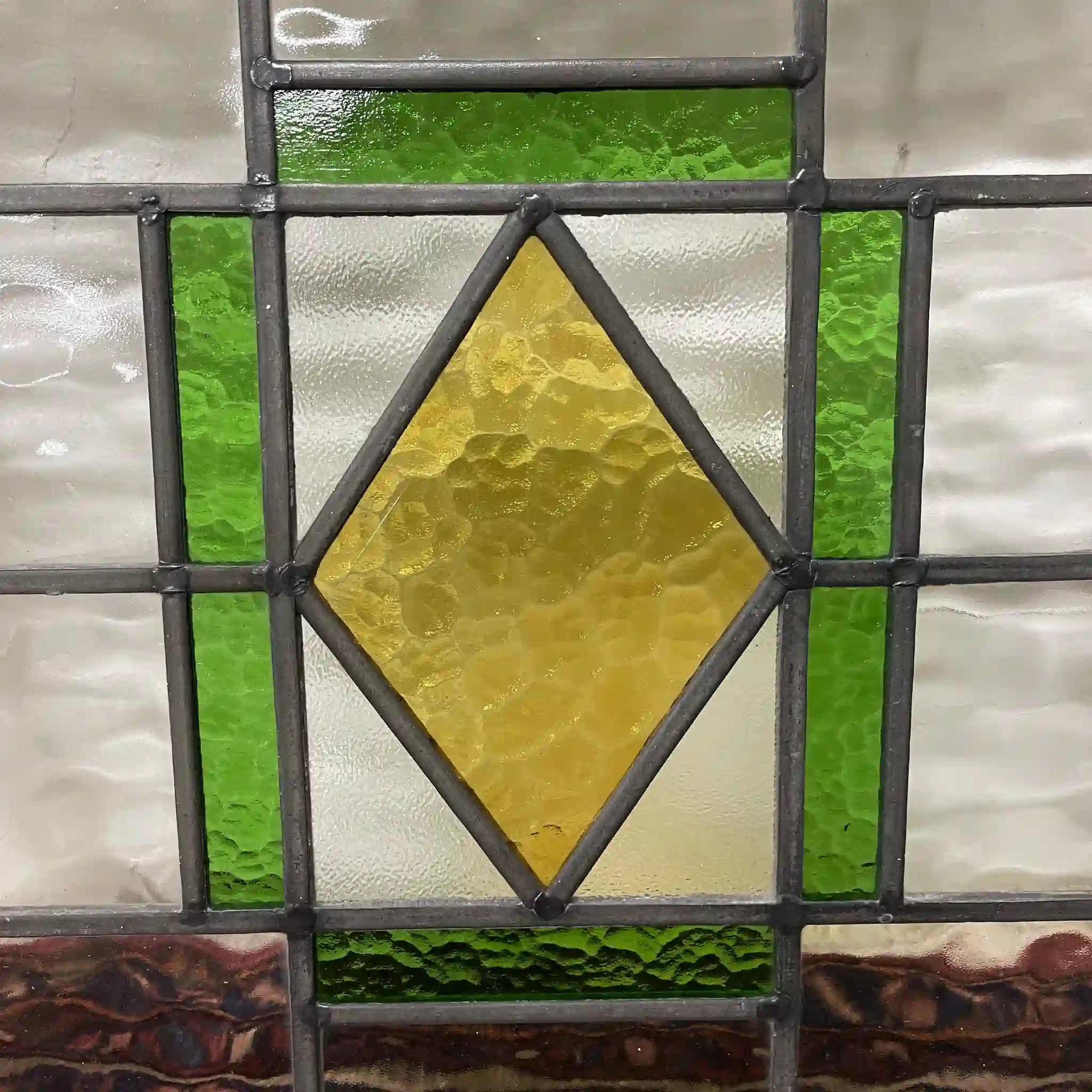 【アンティーク】 ステンドグラス / アール・デコ / 20世紀初頭 (推定) / ガラス / イギリス / テクスチャード・ガラス, 幾何学的デザイン