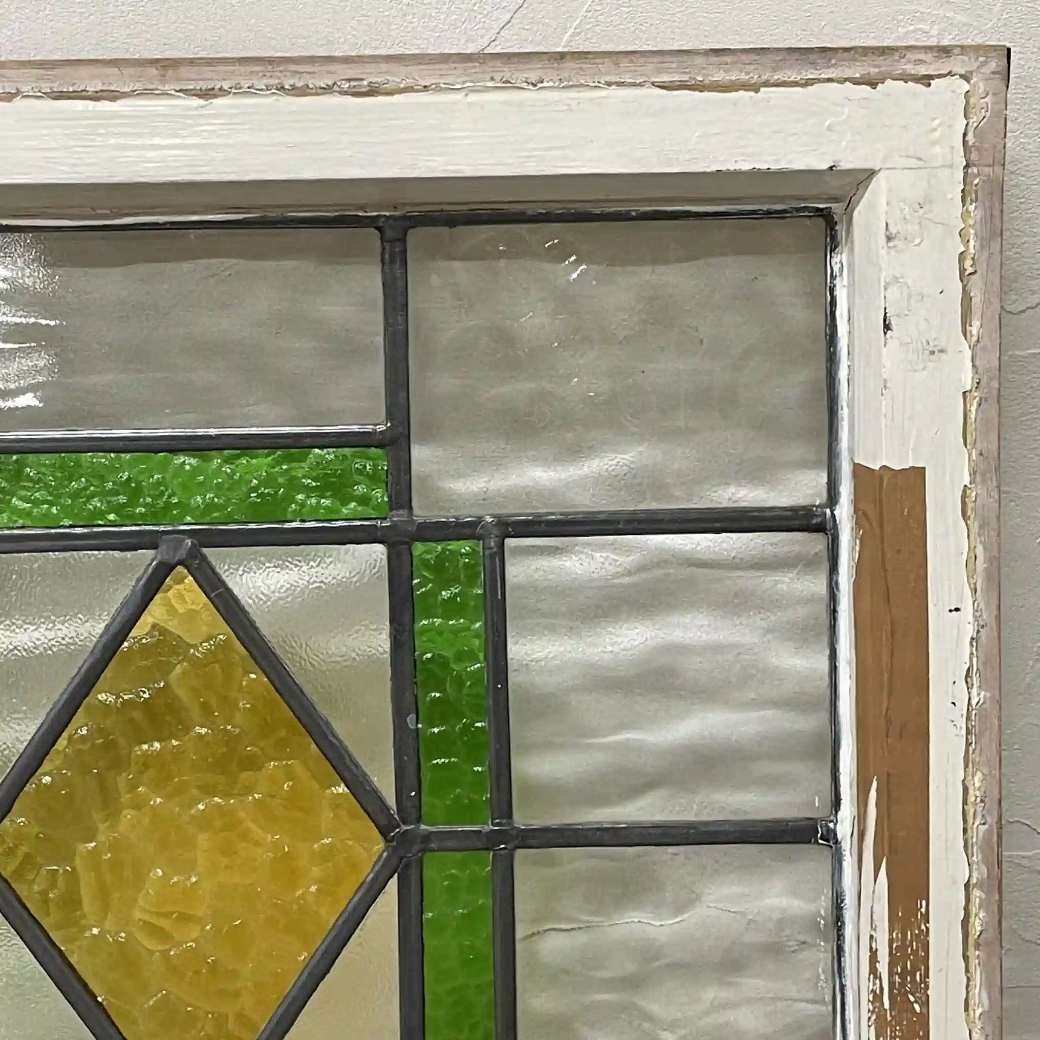 【アンティーク】 ステンドグラス / アール・デコ / 20世紀初頭 (推定) / ガラス / イギリス / テクスチャード・ガラス, 幾何学的デザイン