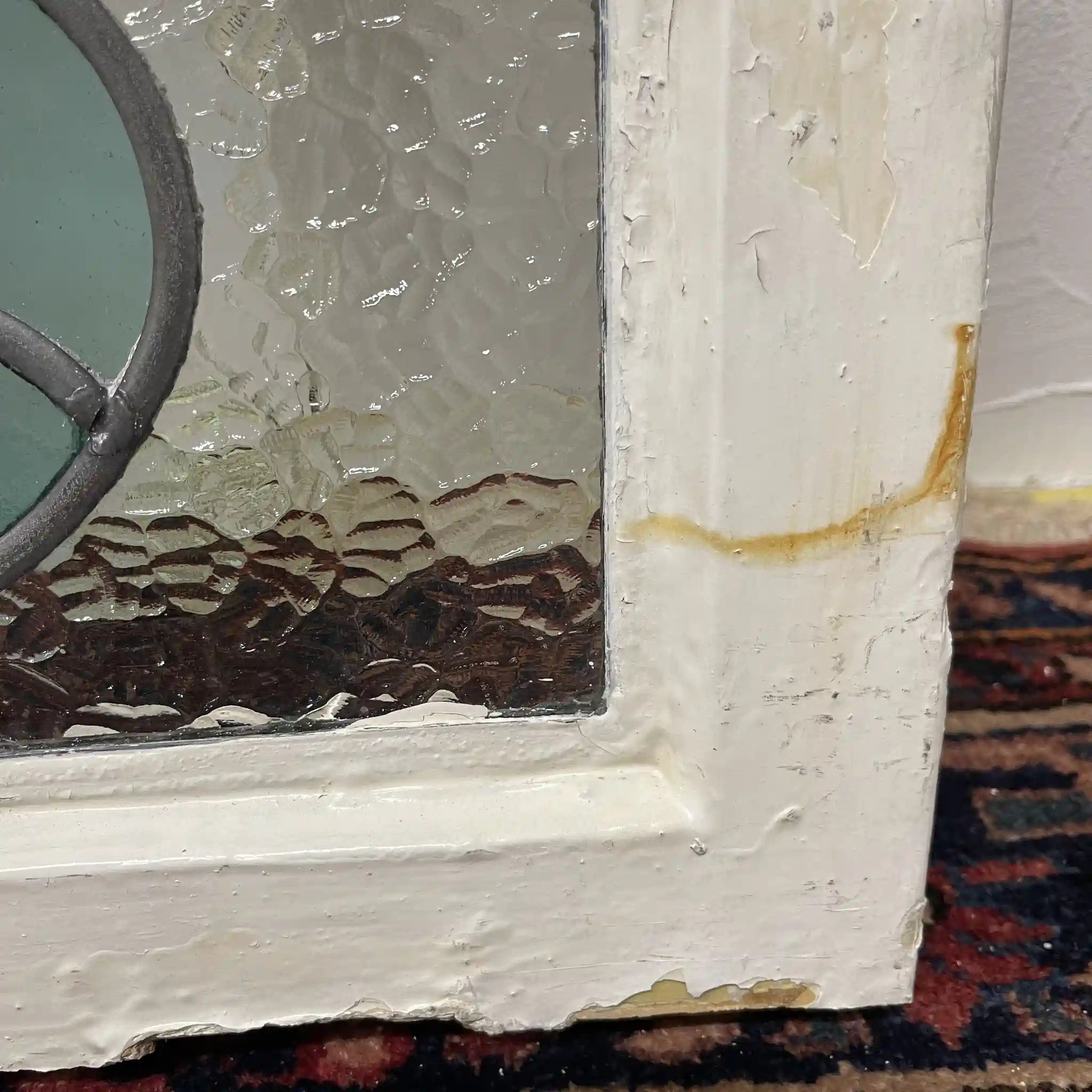 【アンティーク】 ステンドグラス / アール・デコ / 20世紀初頭 (推定) / ガラス / イギリス / テクスチャード・ガラス, 植物モチーフ, 幾何学的デザイン, ステイ付