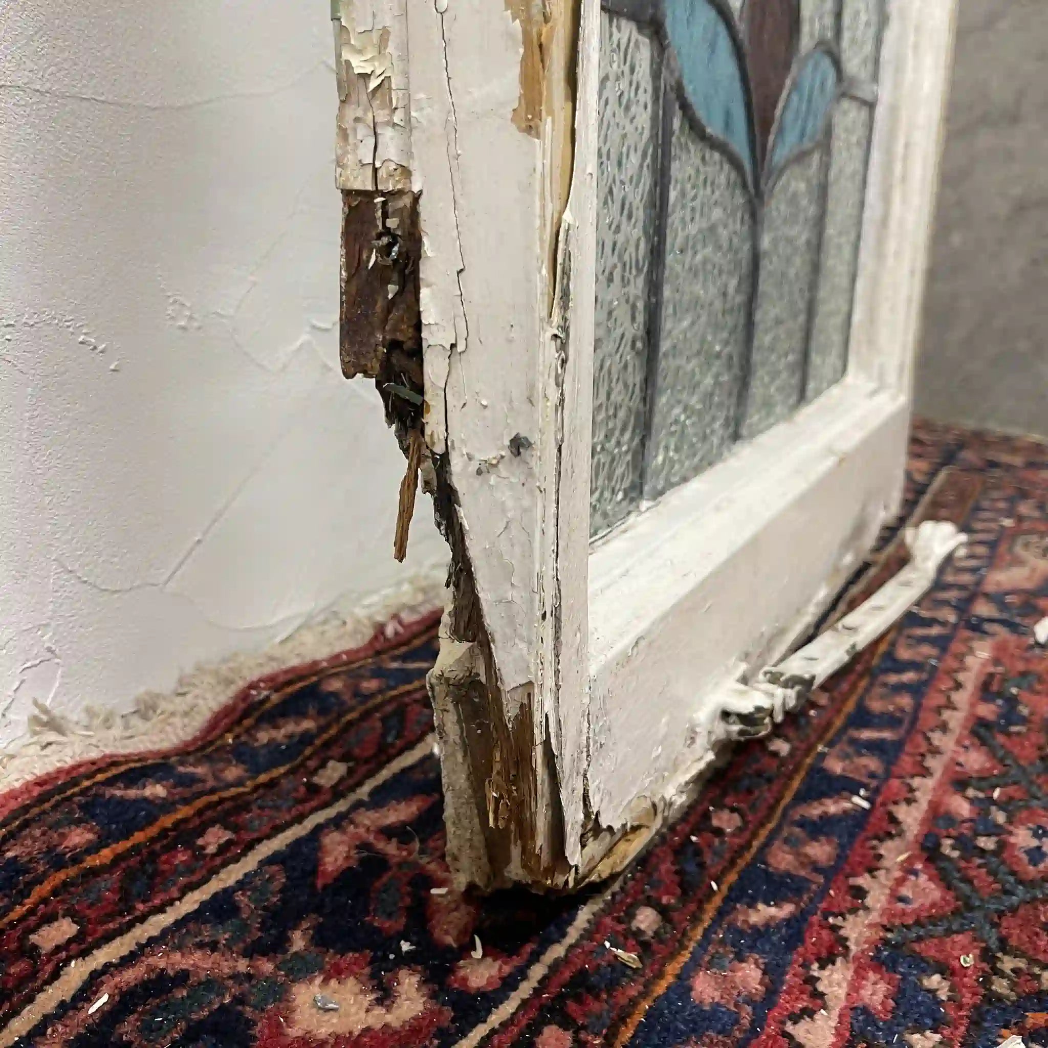 【アンティーク】 ステンドグラス / アール・ヌーヴォー / 20世紀初頭 (推定) / ガラス / イギリス / テクスチャード・ガラス, 植物モチーフ, ハンドル・ステイ付