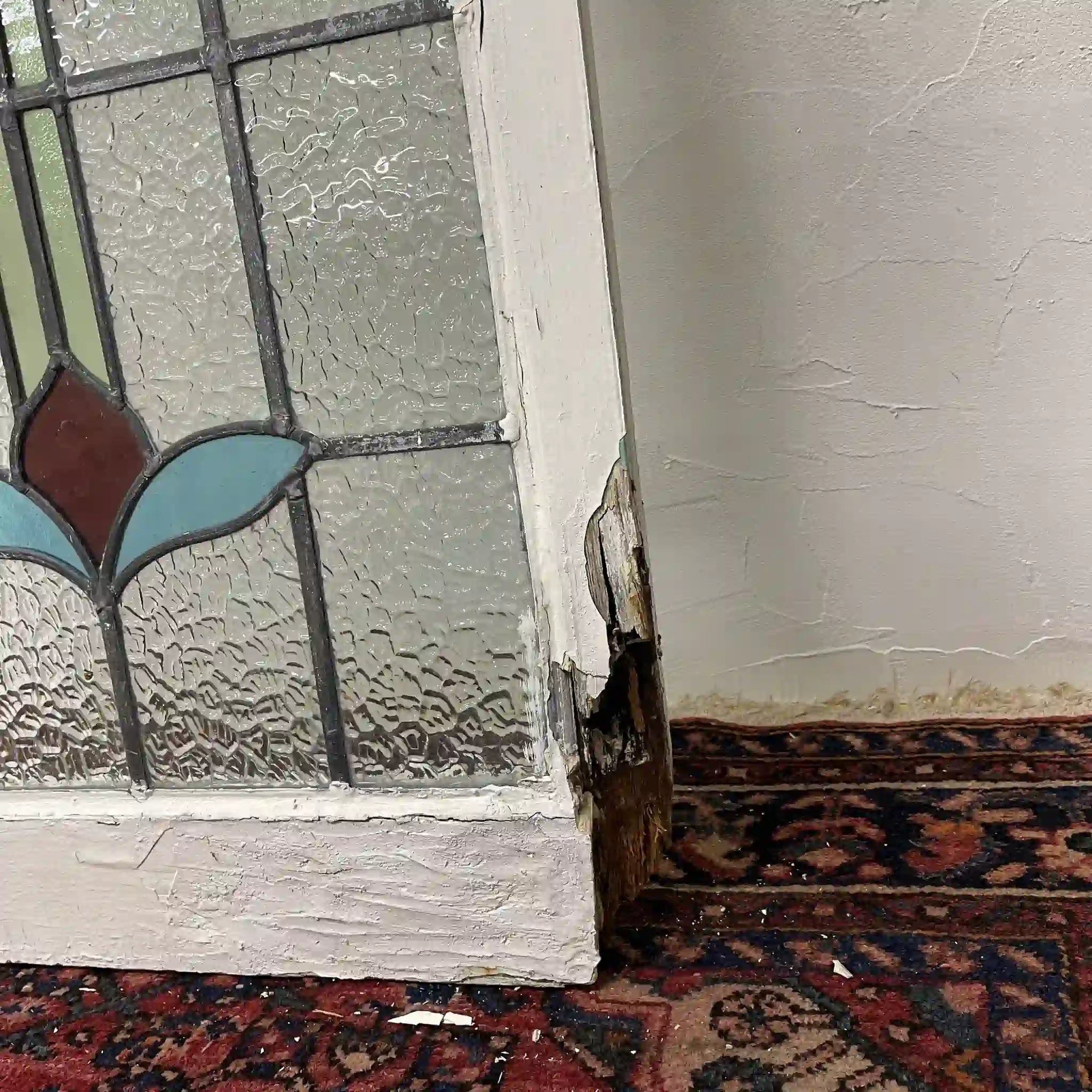 【アンティーク】 ステンドグラス / アール・ヌーヴォー / 20世紀初頭 (推定) / ガラス / イギリス / テクスチャード・ガラス, 植物モチーフ