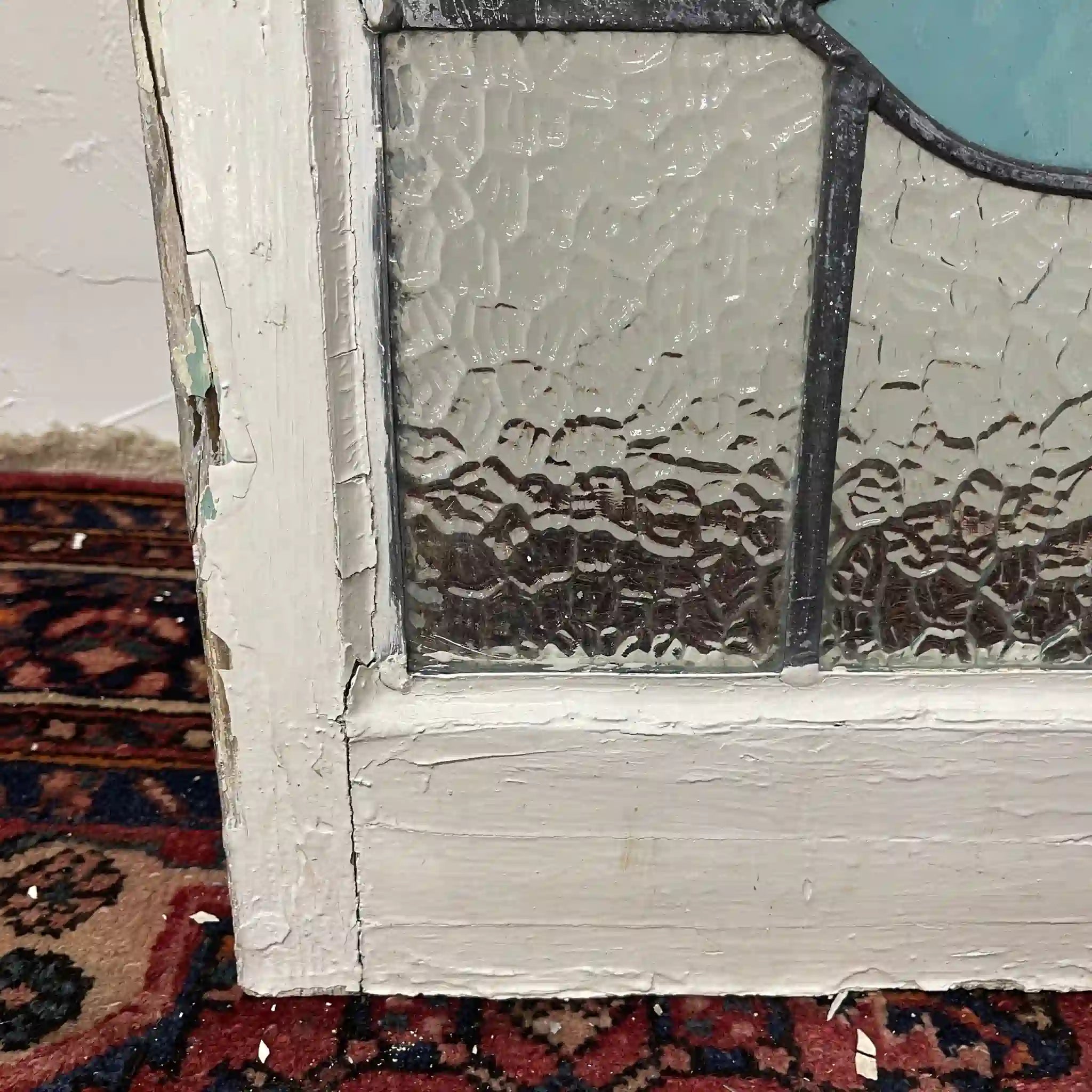 【アンティーク】 ステンドグラス / アール・ヌーヴォー / 20世紀初頭 (推定) / ガラス / イギリス / テクスチャード・ガラス, 植物モチーフ, ハンドル・ステイ付