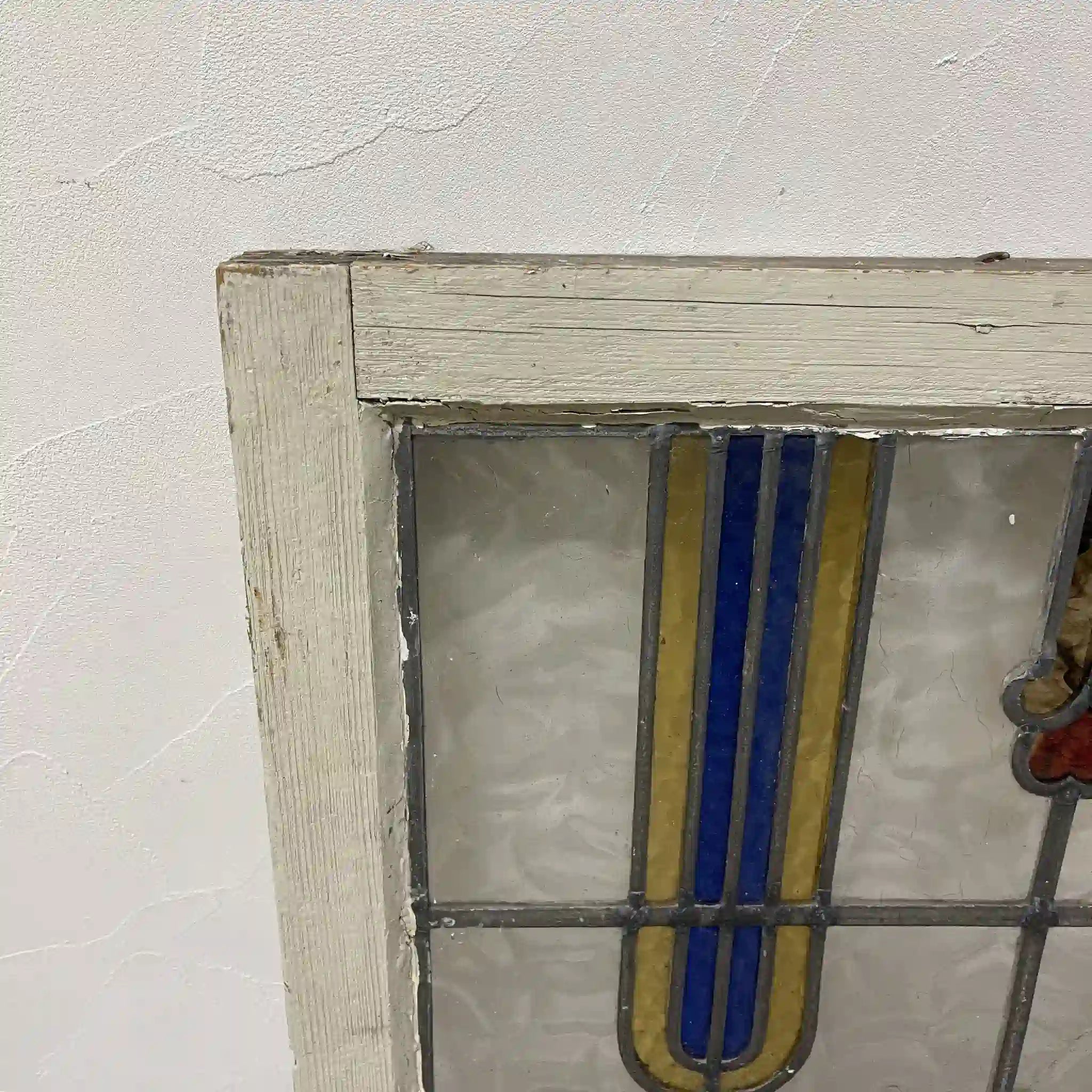 【アンティーク】 ステンドグラス / アール・ヌーヴォー / 20世紀初頭 (推定) / ガラス / イギリス / テクスチャード・ガラス, 植物モチーフ, 蝶番付