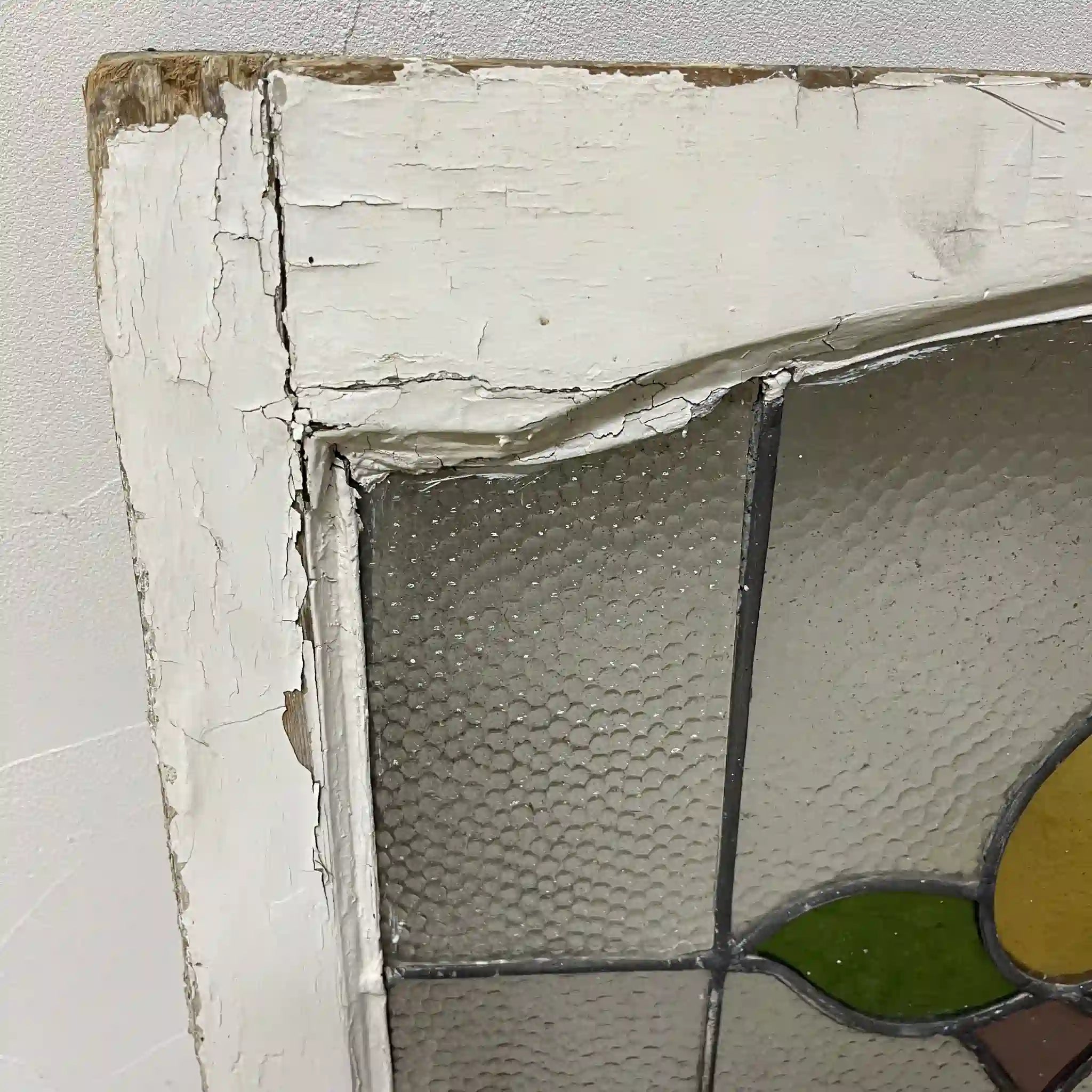 【アンティーク】 ステンドグラス / アール・ヌーヴォー / 20世紀初頭 (推定) / ガラス / イギリス / テクスチャード・ガラス, チューリップモチーフ