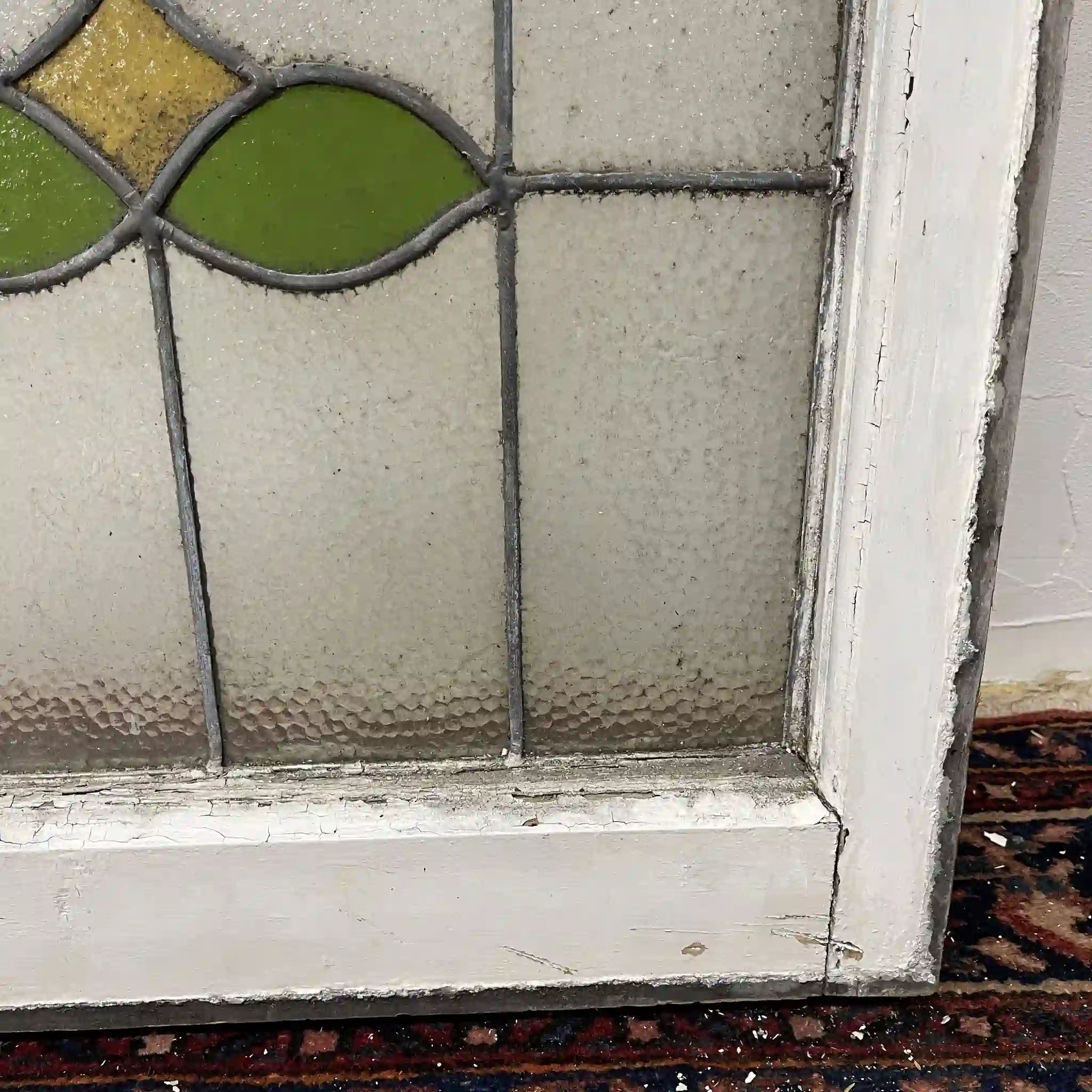 【アンティーク】 ステンドグラス / アール・ヌーヴォー / 20世紀初頭 (推定) / ガラス / イギリス / テクスチャード・ガラス, チューリップモチーフ