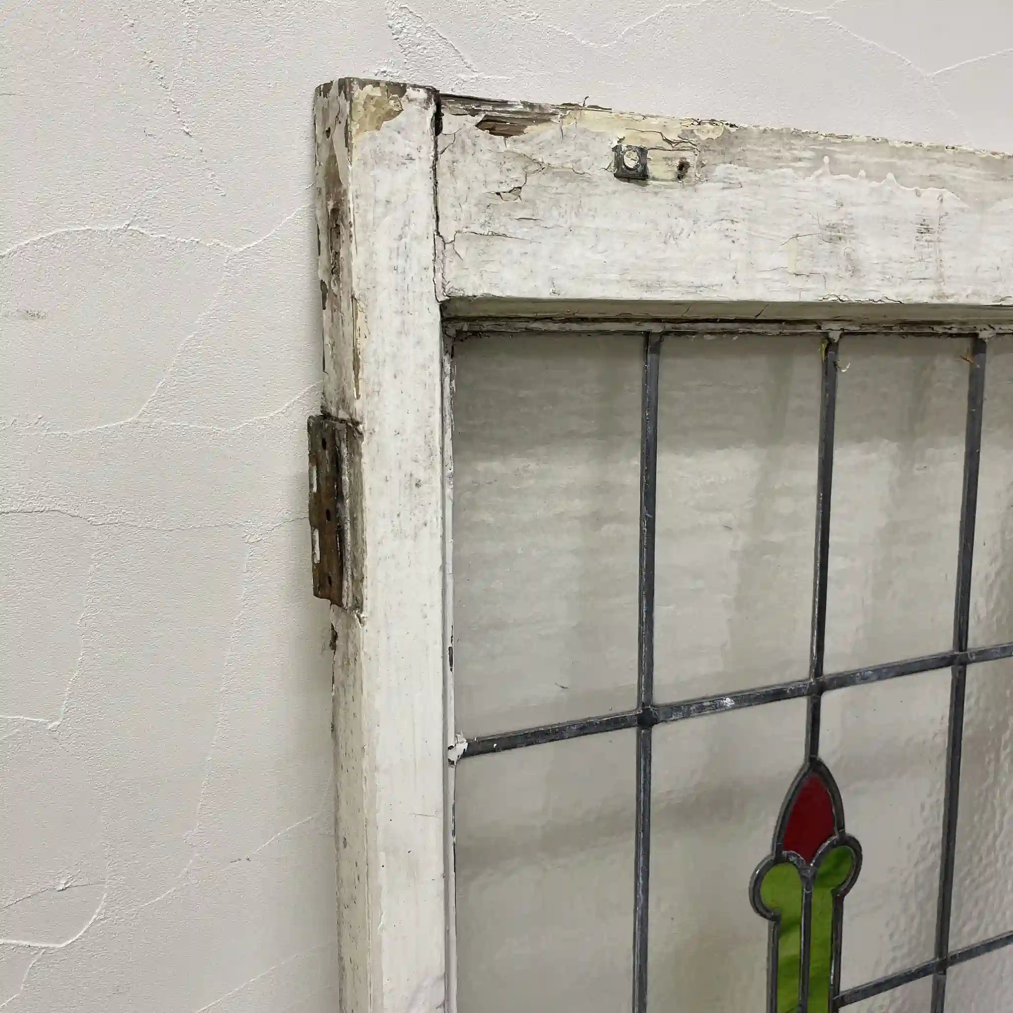 【アンティーク】 ステンドグラス / アール・ヌーヴォー / 20世紀初頭 (推定) / ガラス / イギリス / テクスチャード・ガラス, 植物モチーフ, 蝶番付