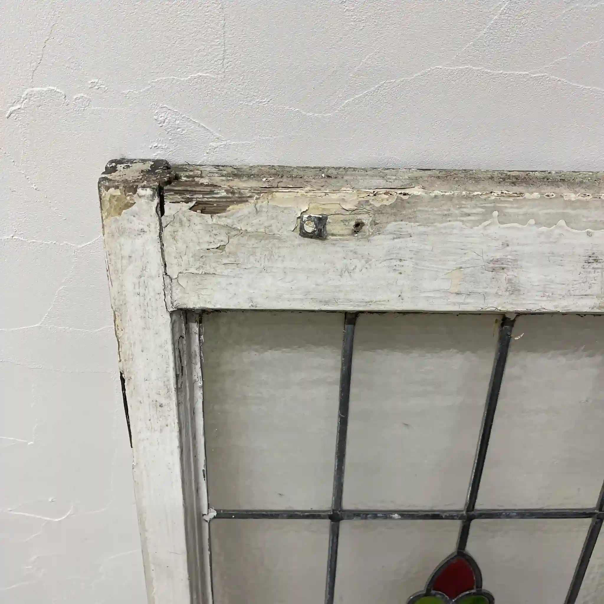 【アンティーク】 ステンドグラス / アール・ヌーヴォー / 20世紀初頭 (推定) / ガラス / イギリス / テクスチャード・ガラス, 植物モチーフ, 蝶番付