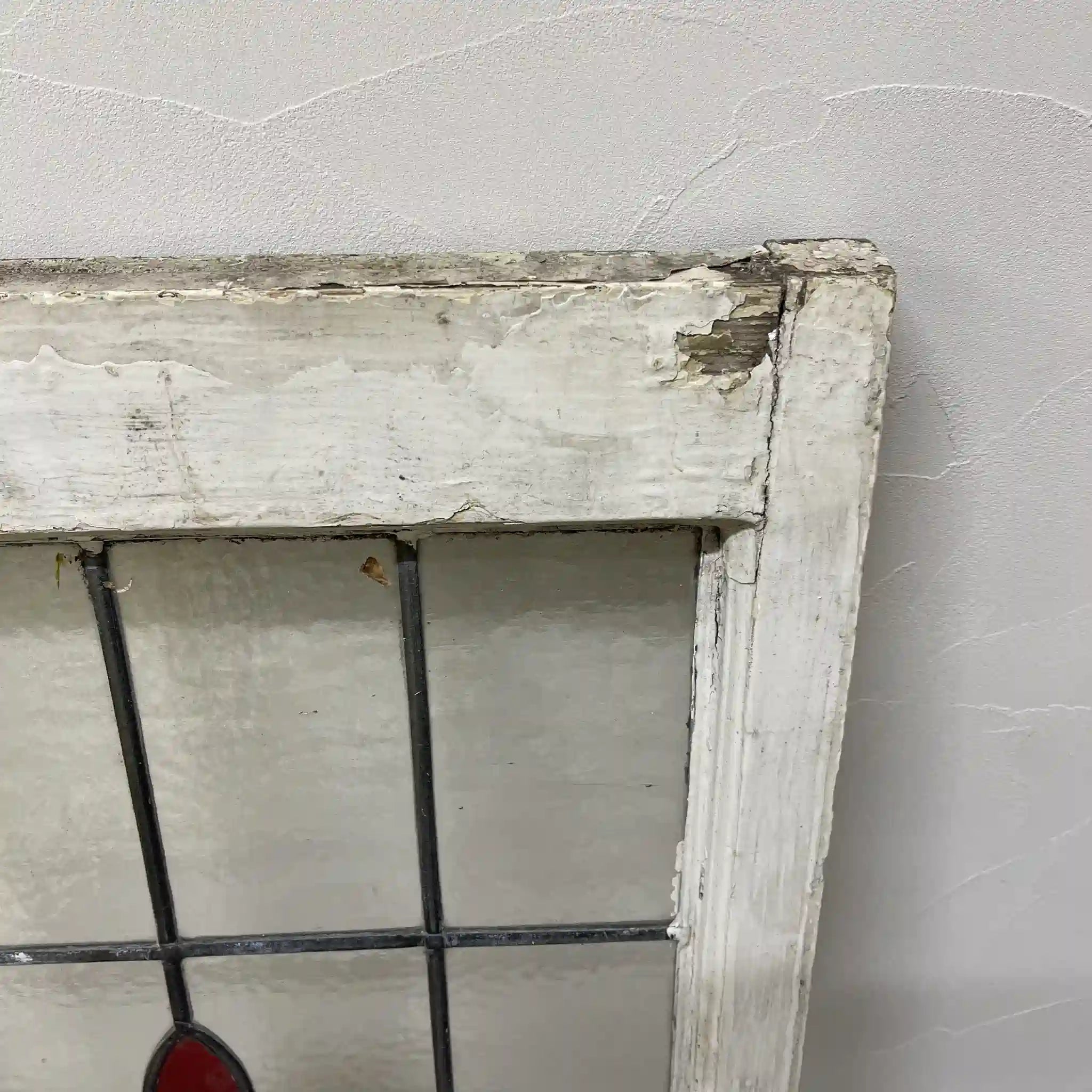 【アンティーク】 ステンドグラス / アール・ヌーヴォー / 20世紀初頭 (推定) / ガラス / イギリス / テクスチャード・ガラス, 植物モチーフ, 蝶番付