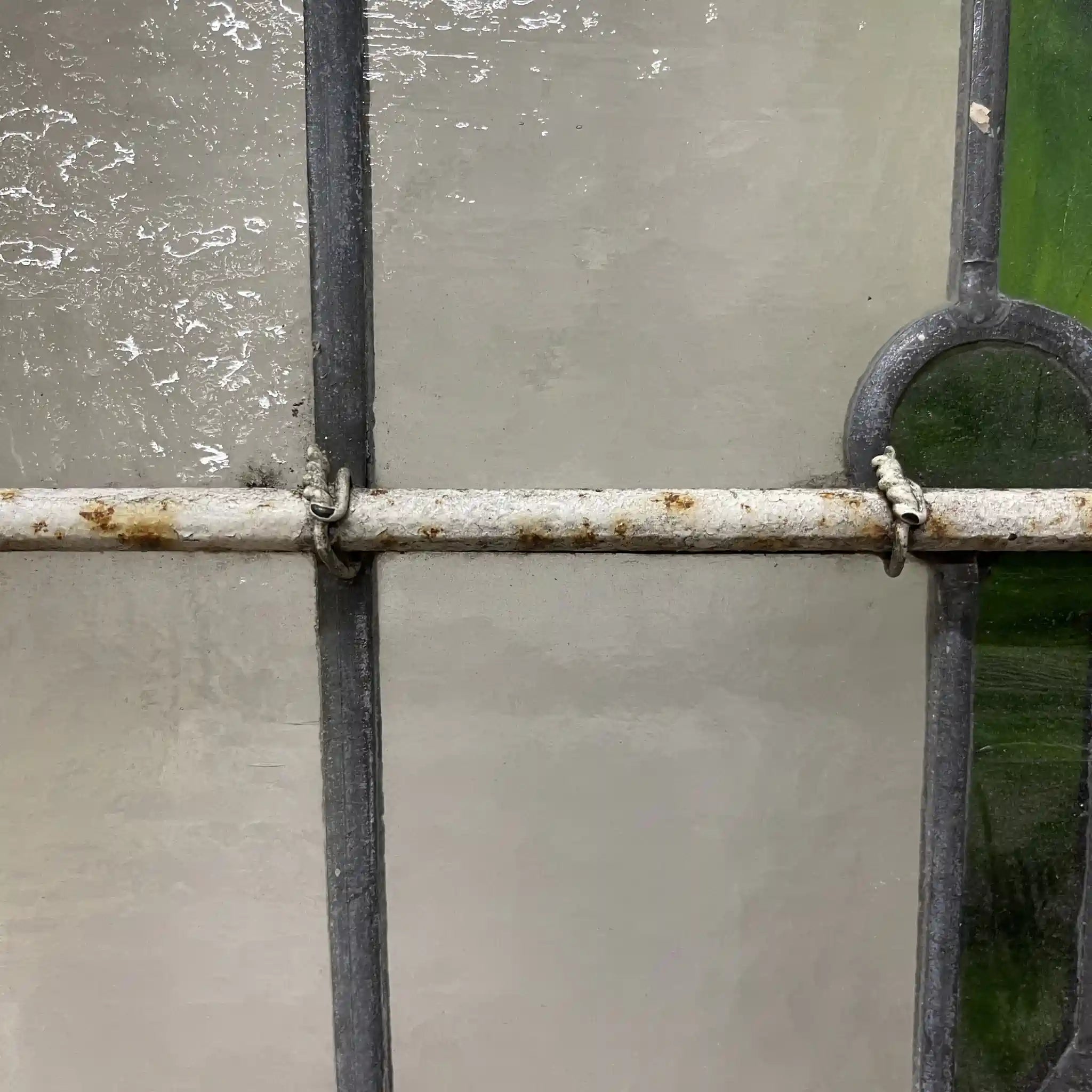 [Antique] Stained glass / Art Nouveau / Early 20th century (estimated) / Glass / England / Textured glass, plant motif, with hinges