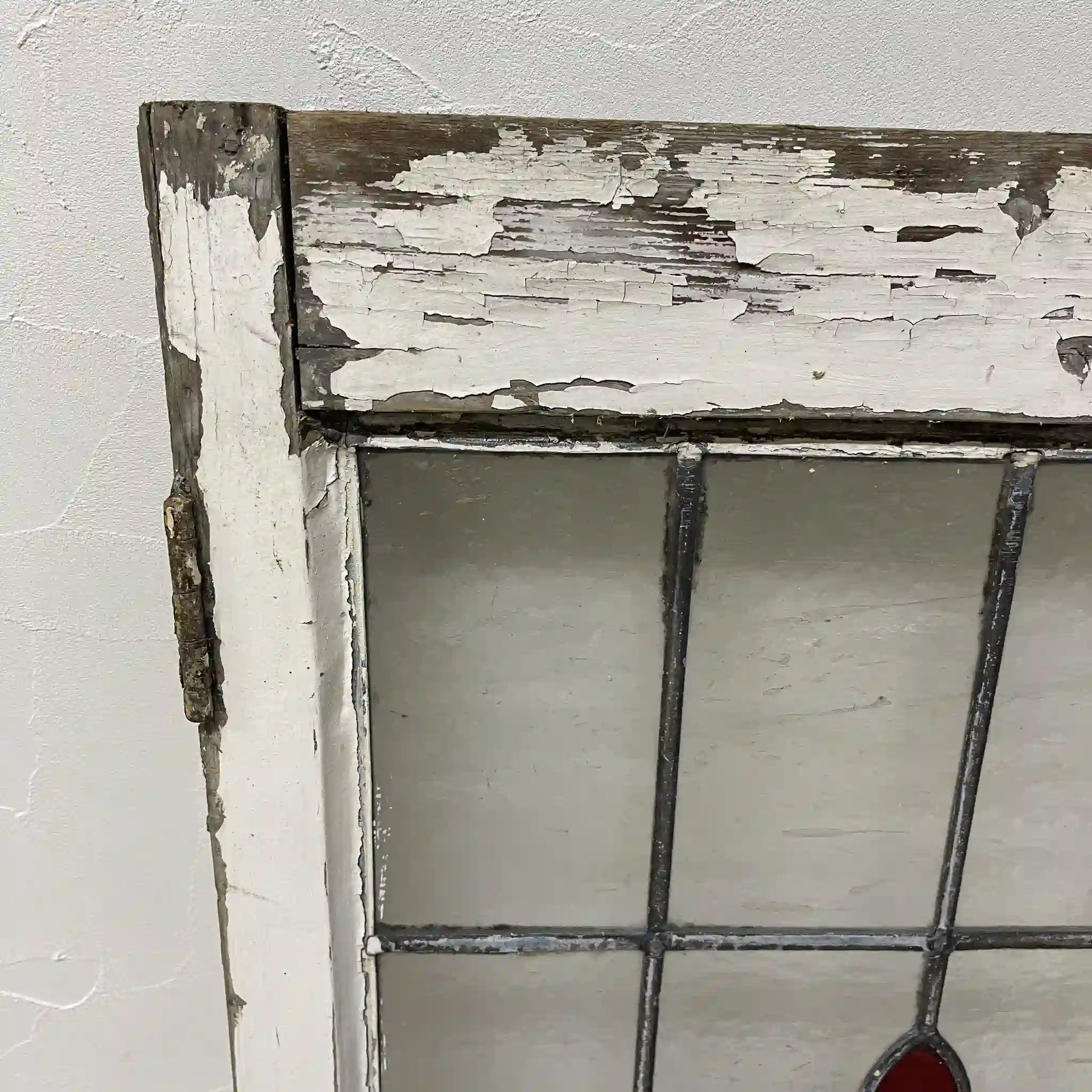 [Antique] Stained glass / Art Nouveau / Early 20th century (estimated) / Glass / England / Textured glass, plant motif, with hinges