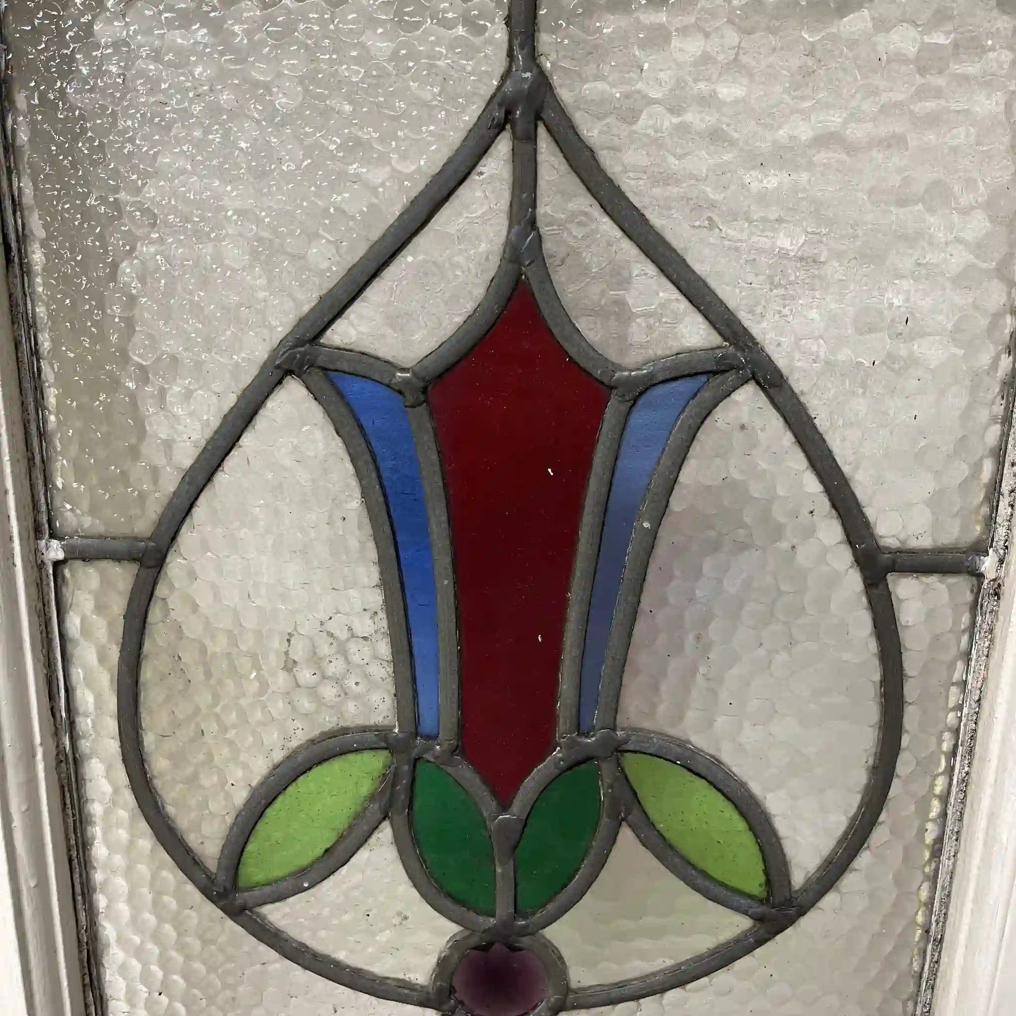 [Antique] Stained glass / Art Nouveau / Early 20th century (estimated) / Glass / England / Textured glass, tulip motif
