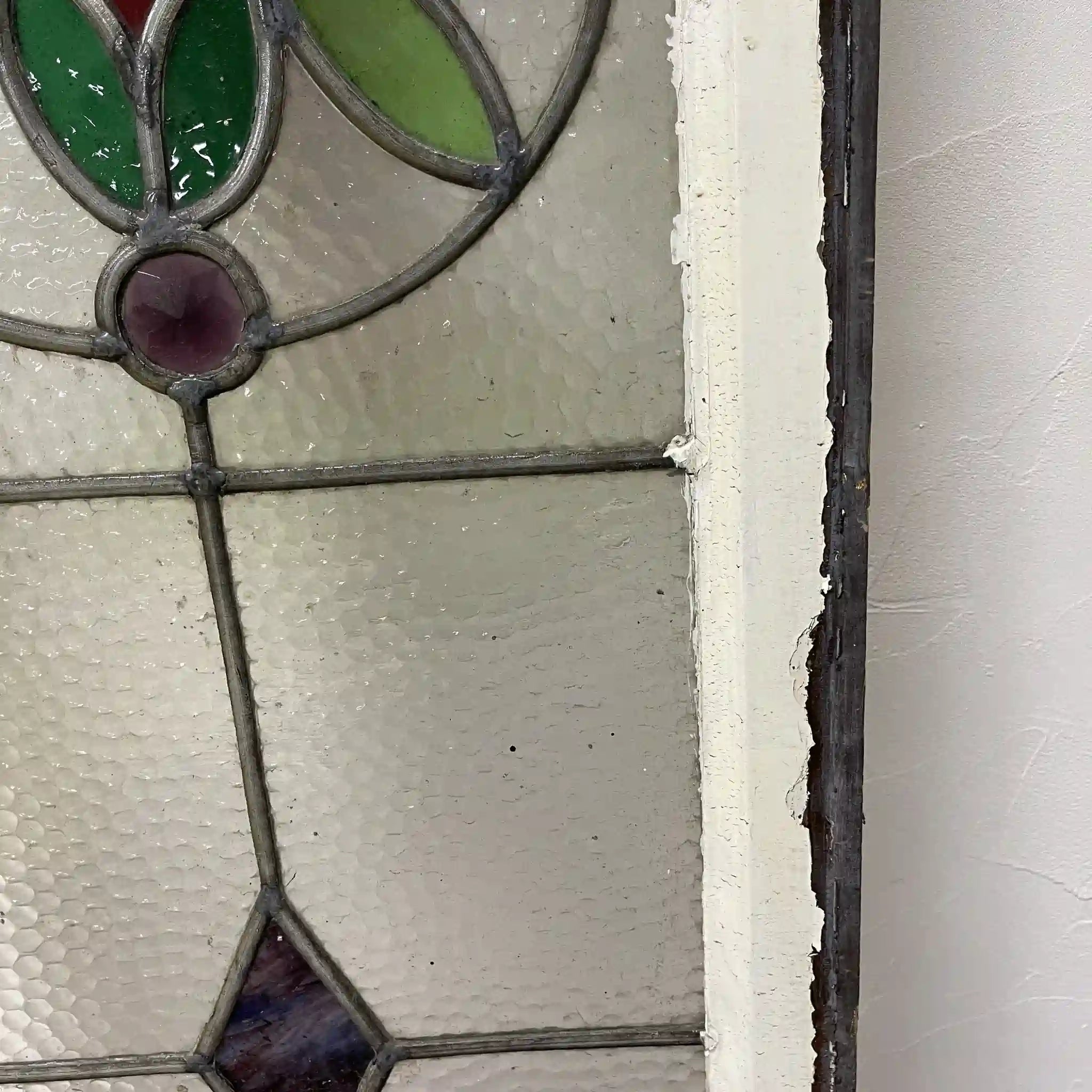 [Antique] Stained glass / Art Nouveau / Early 20th century (estimated) / Glass / England / Textured glass, tulip motif