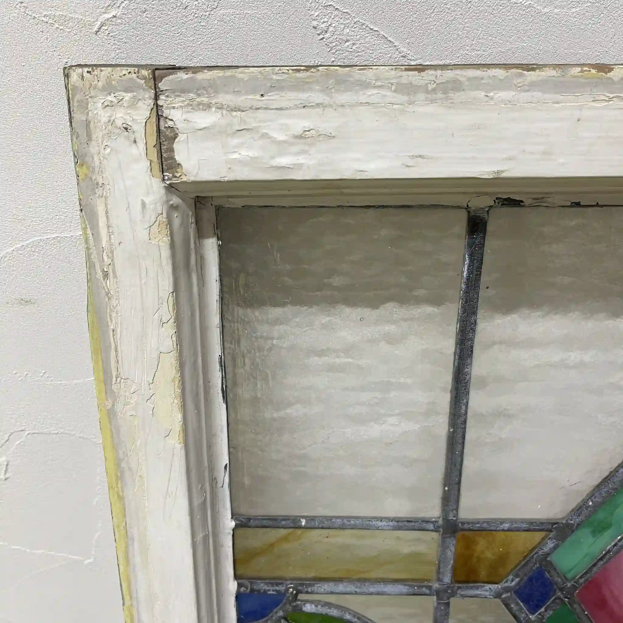 [Antique] Stained glass / Art Nouveau / Early 20th century (estimated) / Glass / England / Textured glass, plant motif, with hinges
