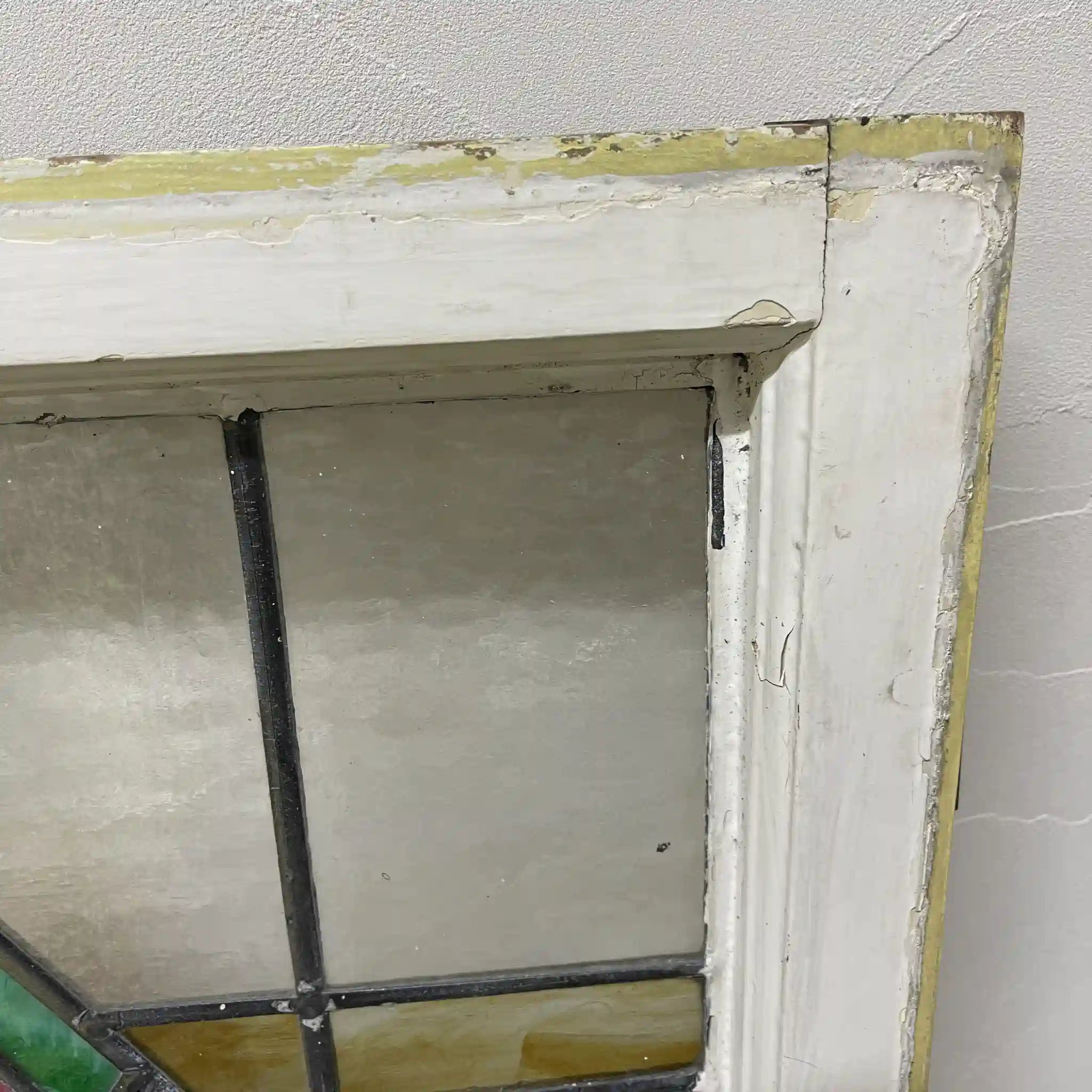 [Antique] Stained glass / Art Nouveau / Early 20th century (estimated) / Glass / England / Textured glass, plant motif, with hinges