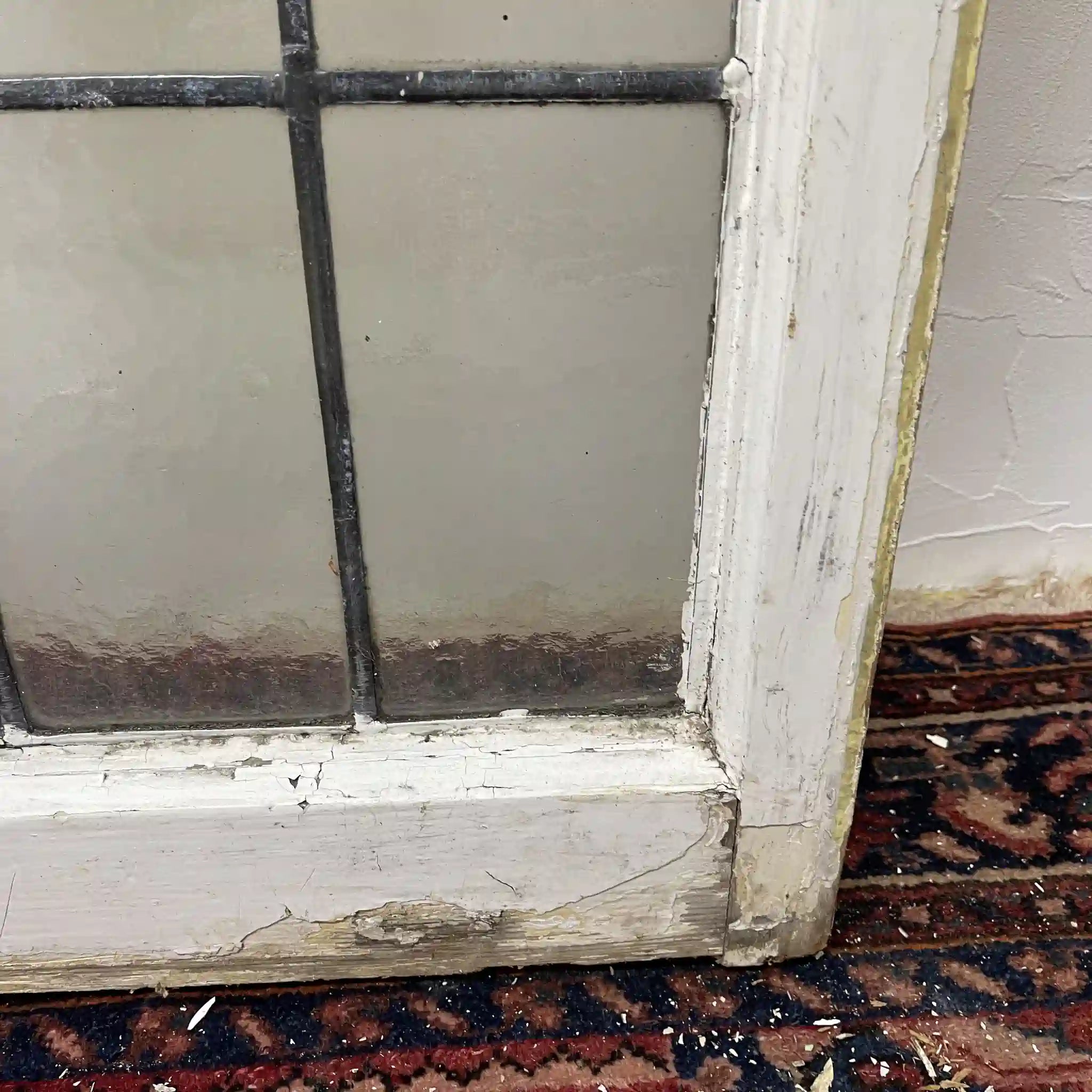 [Antique] Stained glass / Art Nouveau / Early 20th century (estimated) / Glass / England / Textured glass, plant motif, with hinges